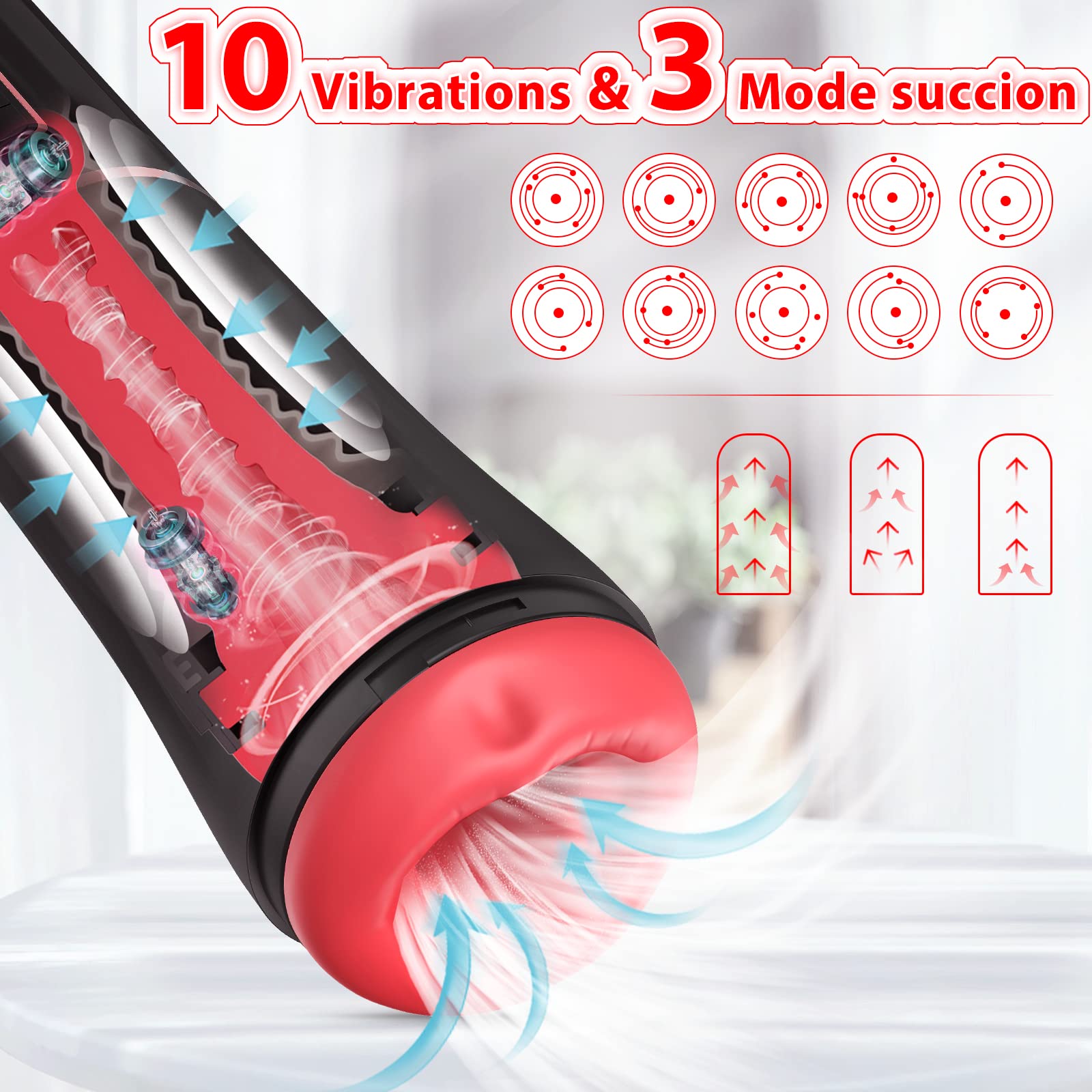 Automatic Male Masturbator Sex Toy for Men with 3 Modes (Tighten-Suck & 10 Vibrations) - Silicone Vagina Sleeve for Realistic Pleasure | Perfect for Solo Play, Couples Fun & Discreet Adult Entertainment