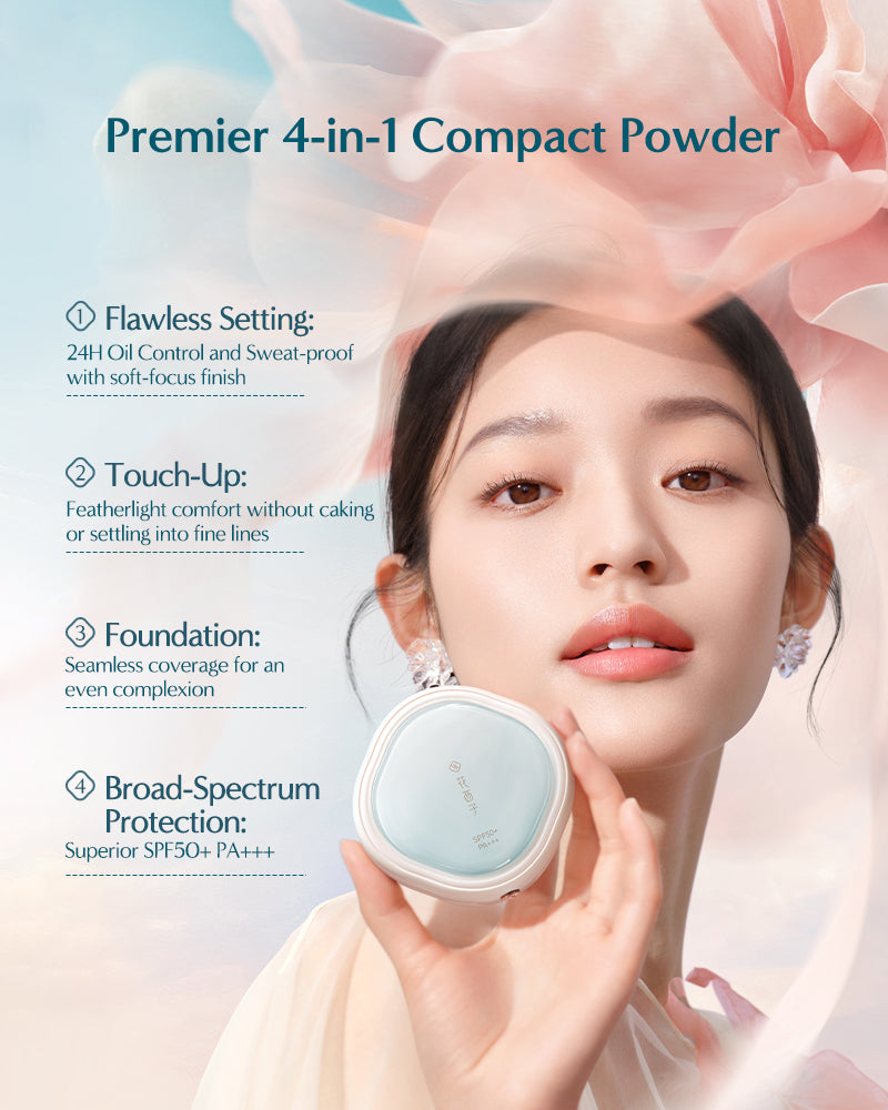 Yurong Airbrushed Tinted Pressed Powder with SPF50+ - Lightweight Matte Finish for Flawless Coverage | Perfect for Daily Sun Protection & Makeup Touch-Ups