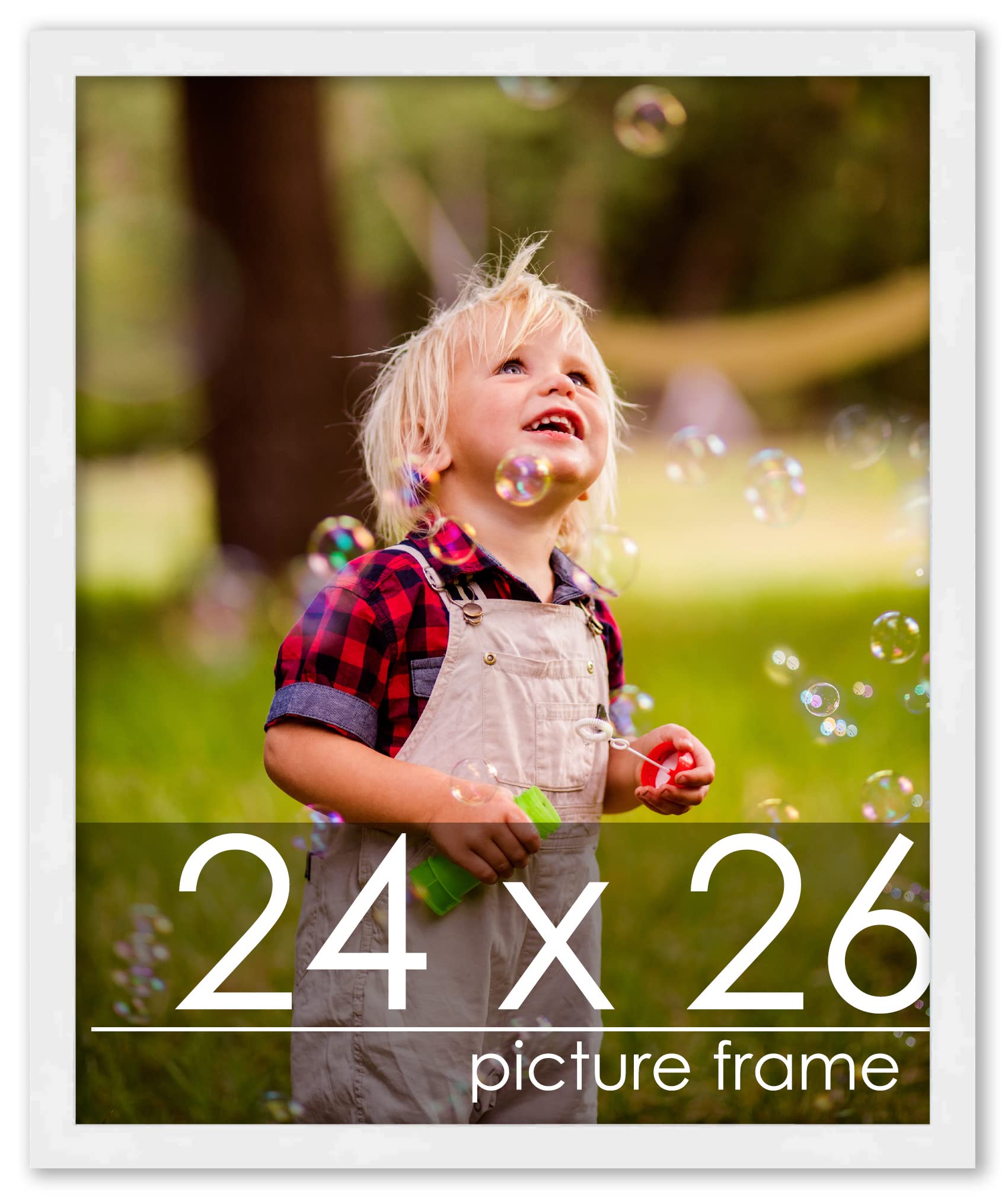 24x26 Contemporary White Wood Picture Frame with UV Acrylic & Foam Board Backing - Wall Art Display for Home, Office & Gallery Decor - Ready to Hang with Included Hardware