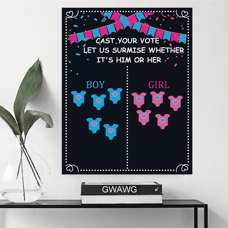 GWAWG 54PCS Gender Reveal Voting Game - Boy or Girl Guessing Game Party Supplies for Baby Shower, Gender Reveal Party & Birthday Celebrations
