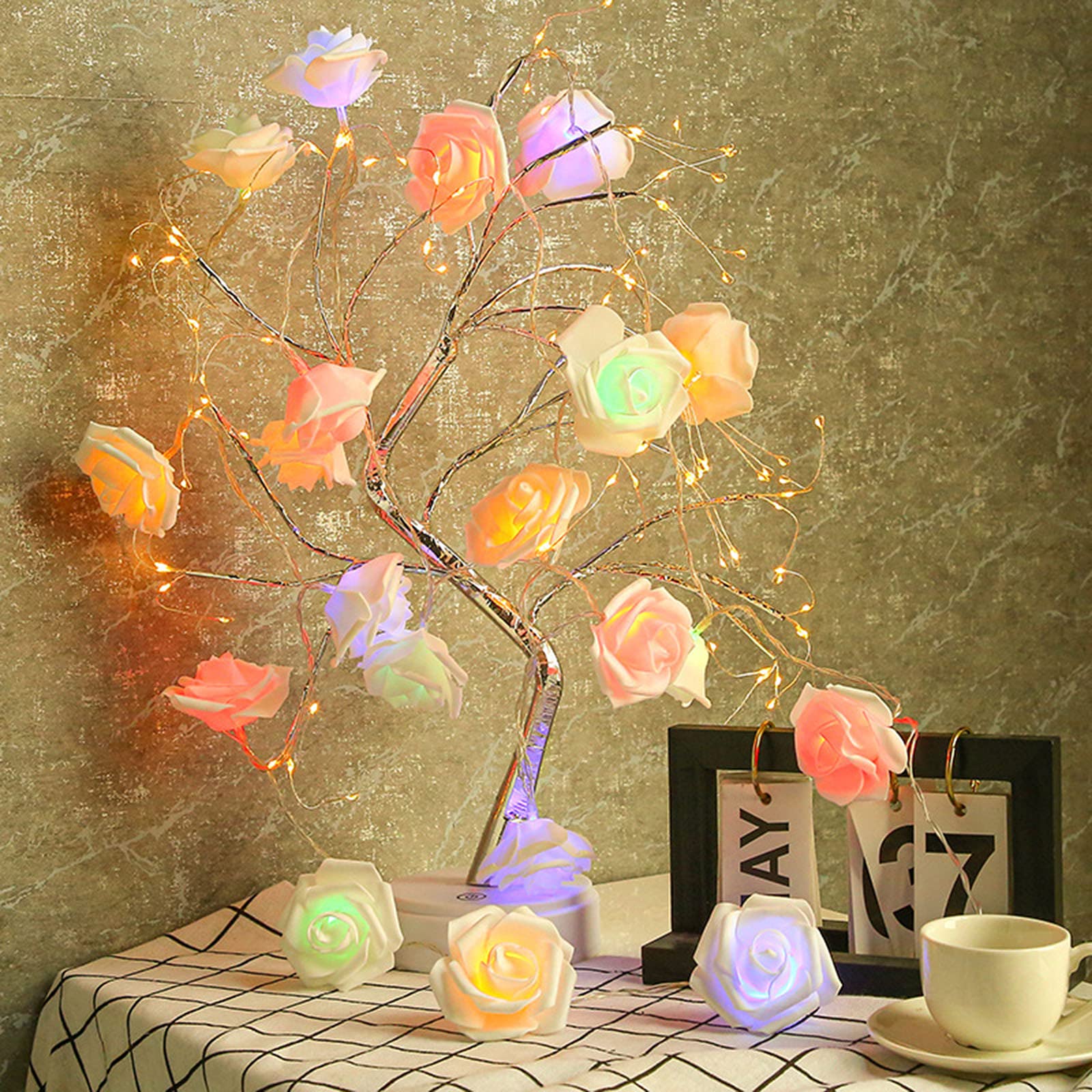 Romantic Battery Operated Rose String Lights - LED Flower Fairy Lights for Indoor & Outdoor Decor, Valentine's Day, Wedding, Christmas, Garden, Patio, Party (Multicolor) - Perfect for Bedroom, Backyard, Festival & Holiday Decorations