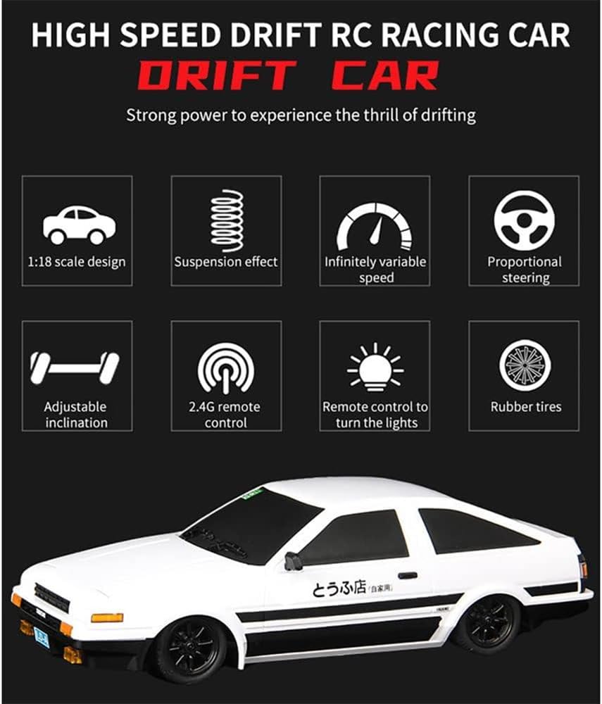 RePaLY 1/18 Scale RC Drift Car - AE86 Fast Remote Control Sports Car with 2.4G Proportional Steering, Reversible Headlights & Anti-Skid Design | Perfect for Off-Road Racing, Backyard Drifting, and Christmas Gifts for Kids & Adults