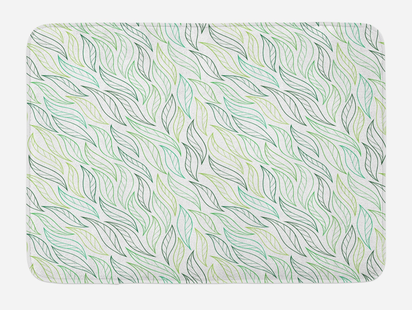 Ambesonne Non-Slip Leaf Bath Mat - Floral Leaf Pattern Contemporary Bathroom Decor with Ornamental Lines, 30