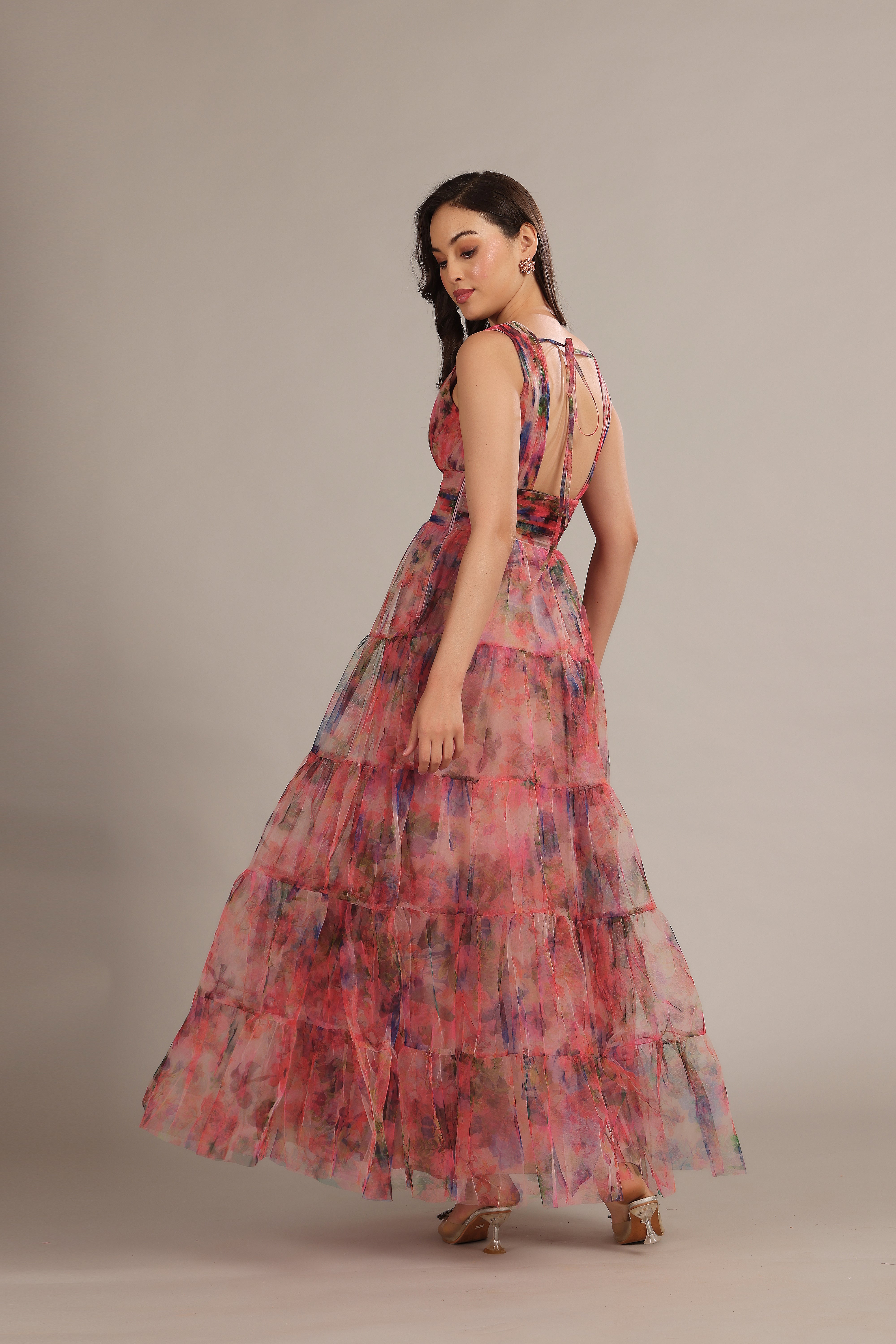 Candace Maxi Dress in Mixed Floral Print - Women's Flowy Summer Dress for Beach, Vacation & Casual Wear