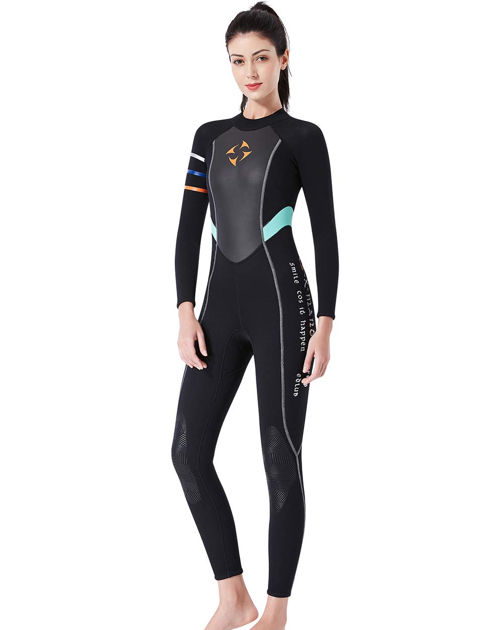 UR MAX BEAUTY 3mm Neoprene Full Body Wetsuit for Women - Long Sleeve Surfing, Swimming & Diving Suit with Back Zip - Thermal Protection for Water Sports (Black, Medium) - Perfect for Surfing, Scuba Diving & Cold Water Swimming
