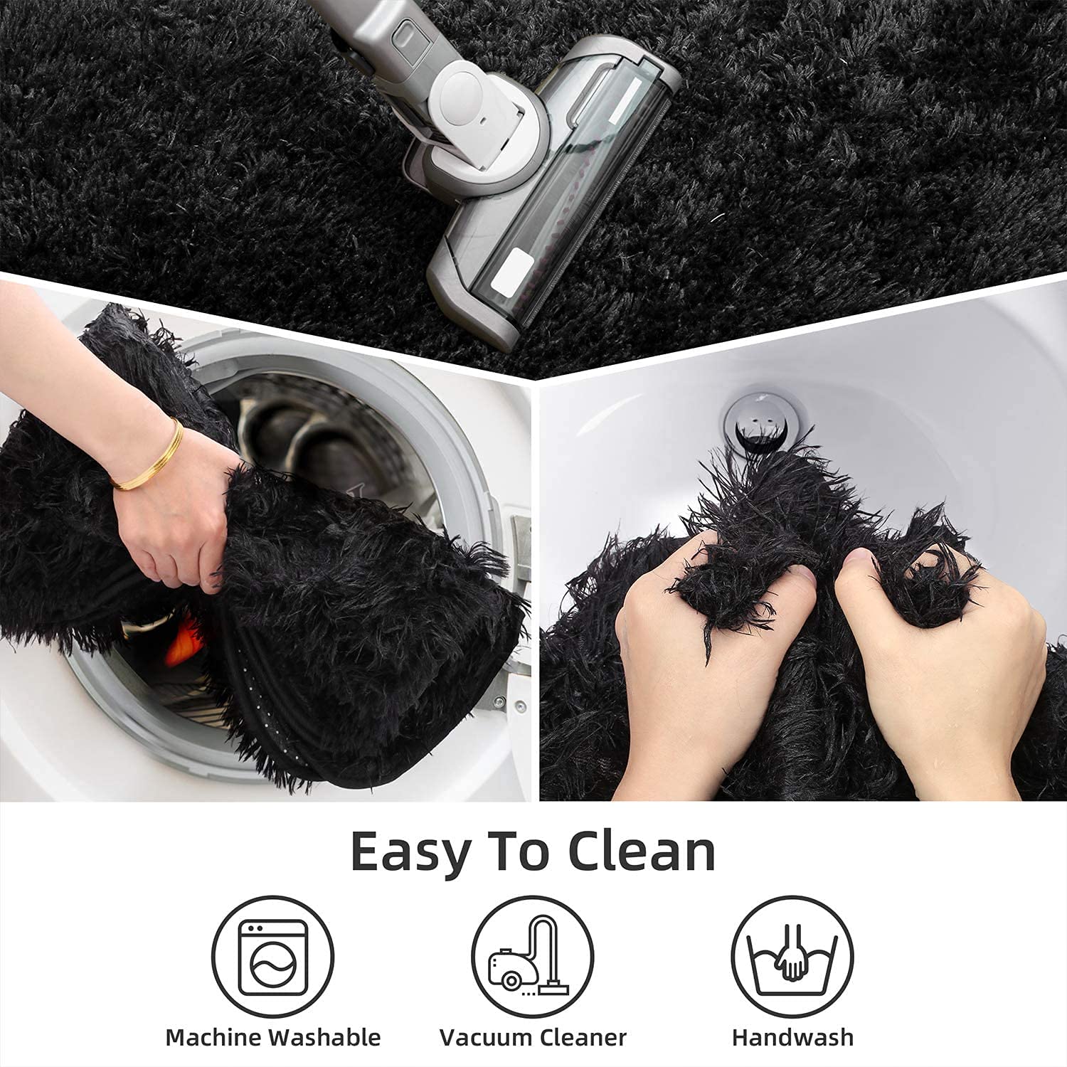3-Piece Plush Bathroom Rug Set - Non-Slip, Machine Washable for Toilet & Shower Areas