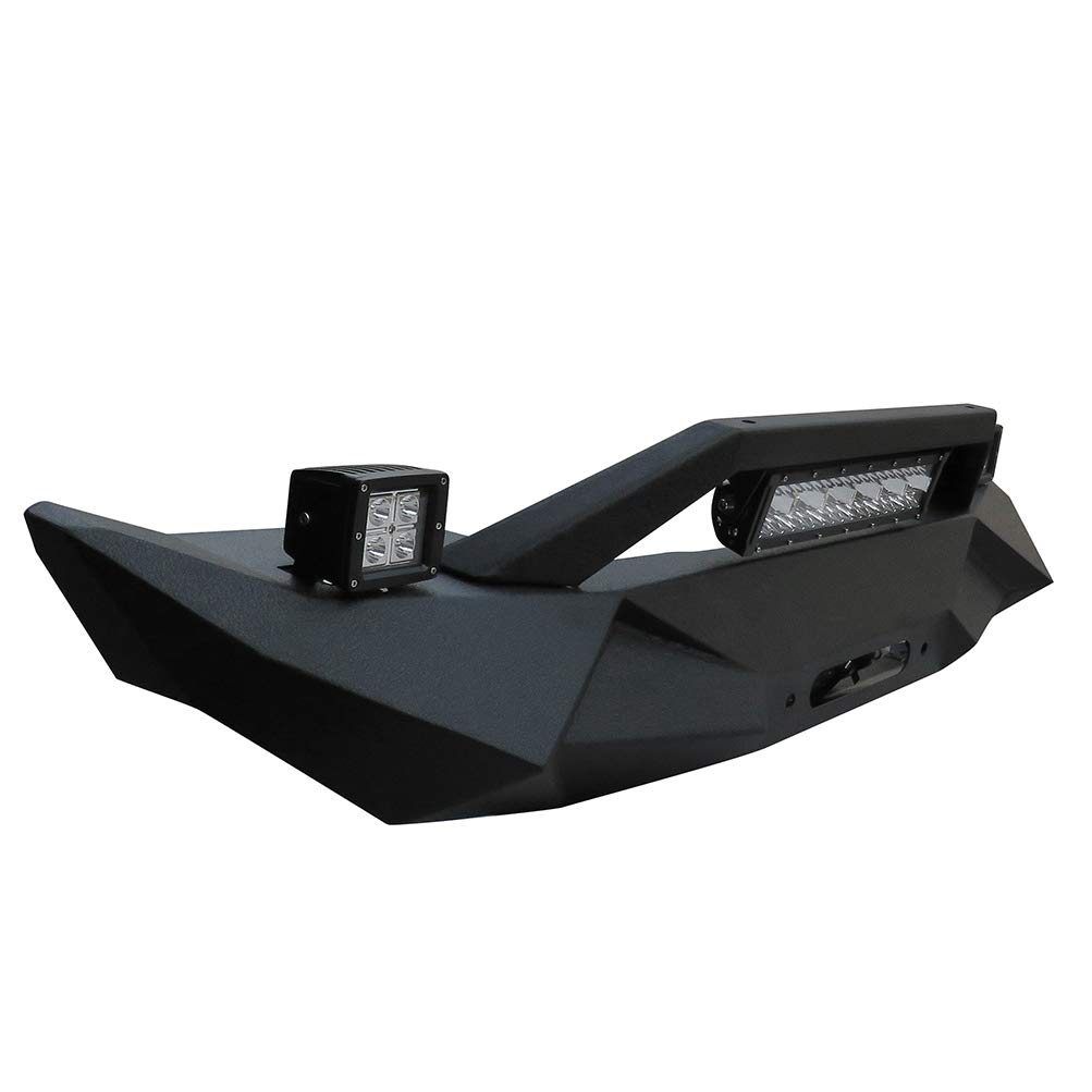 ECCPP Black Front Bumper with LED Strip Light Compatible with 2007-2018 Jeep Wrangler JK - Off-Road Adventure & Night Driving Upgrade