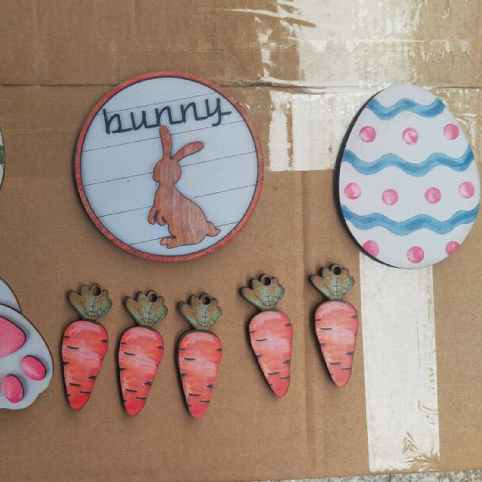 3D Mini Wooden Bunny Signs Easter Tiered Tray Decor - Rustic Wooden Easter Decorations for Home, Office & Party - Perfect for Spring Table Centerpieces, Shelf Displays & Holiday Gift Giving