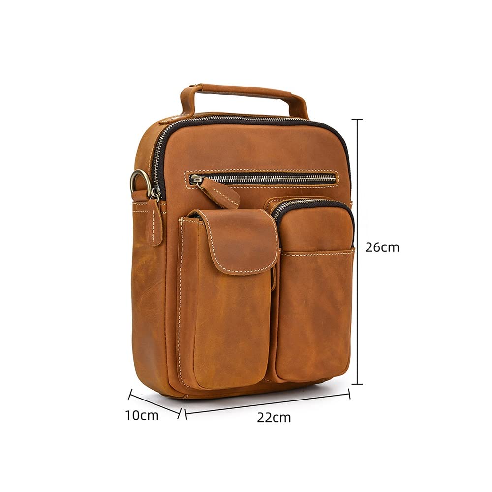 Premium Genuine Leather Messenger Bag for Men - Handmade Crossbody Work Bag, Durable Shoulder Bag for Business & Travel - Ideal Gift for Him or Her (Brown A) - Perfect for Office, Commuting & Daily Use