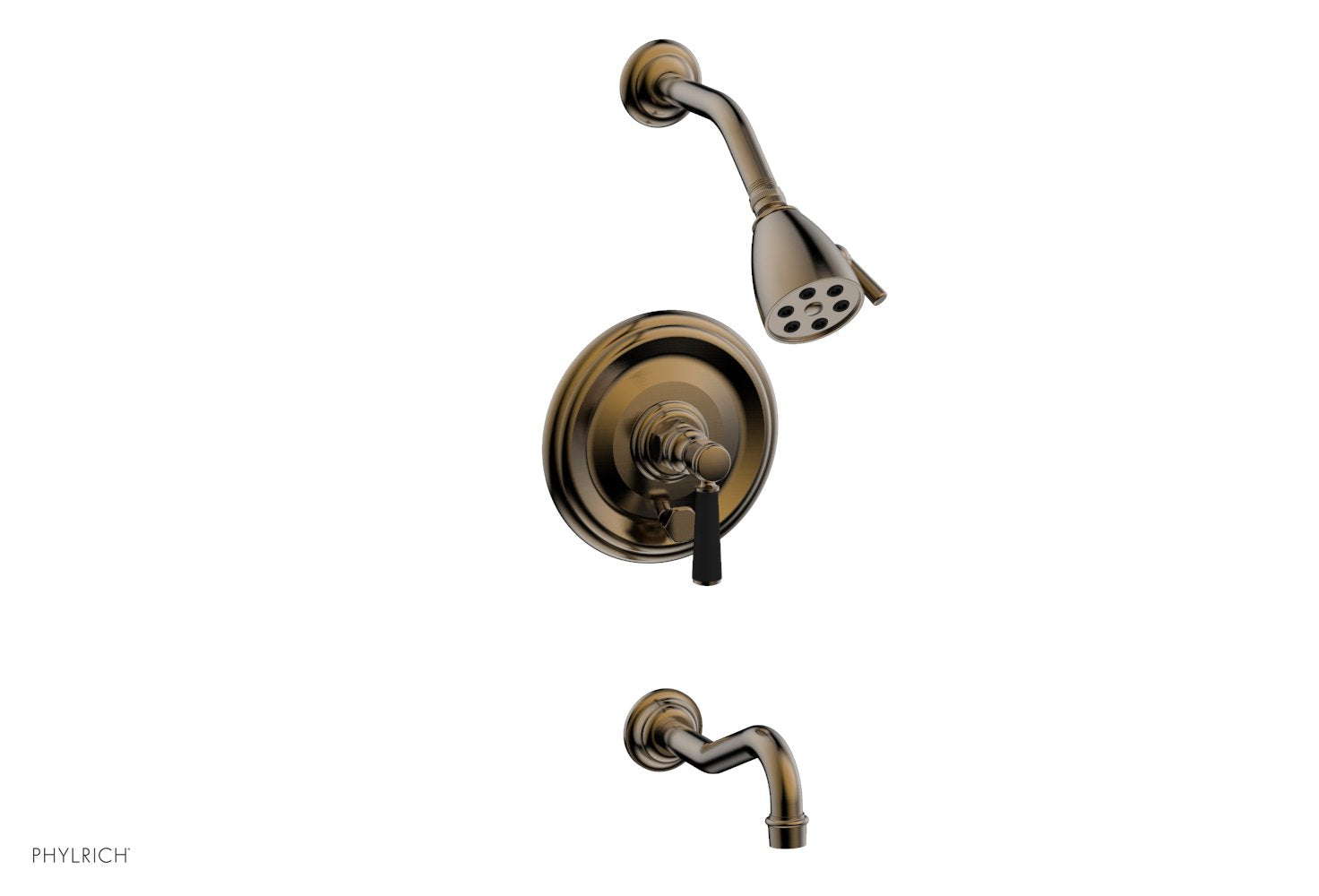 HENRI Pressure Balance Tub and Shower Faucet Set - Satin Black Finish with Lever Handle (Model 161-27) for Bathroom and Shower Upgrade