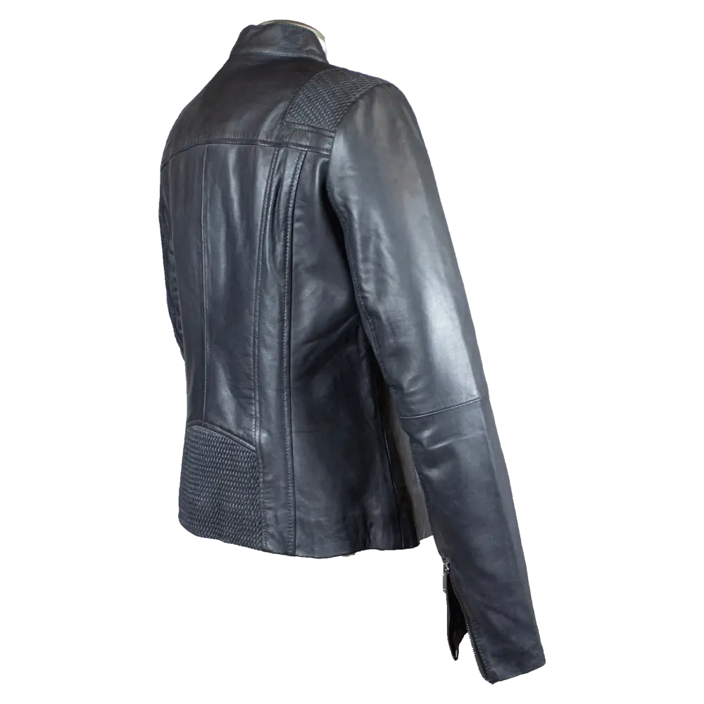 BOL Women's Basket Weave Accent Leather Jacket - Stylish Faux Leather Moto Jacket for Women, Fashionable Outerwear for Fall & Winter - Perfect for Casual Outings, Date Nights & Office Wear