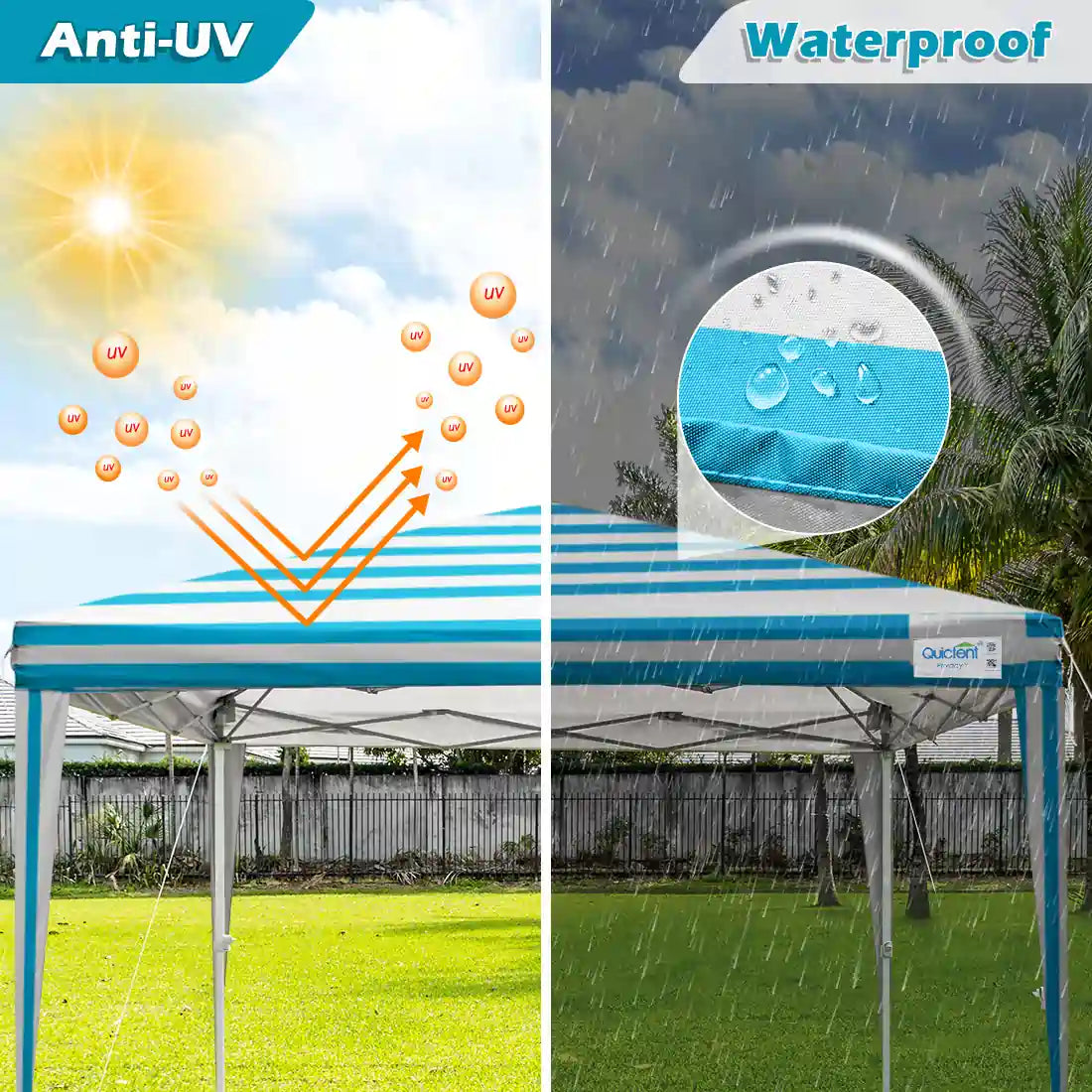 10' x 10' Instant Pop Up Canopy Tent with No Side Walls - Portable Outdoor Shelter for Camping, Beach, Picnics & Backyard Parties