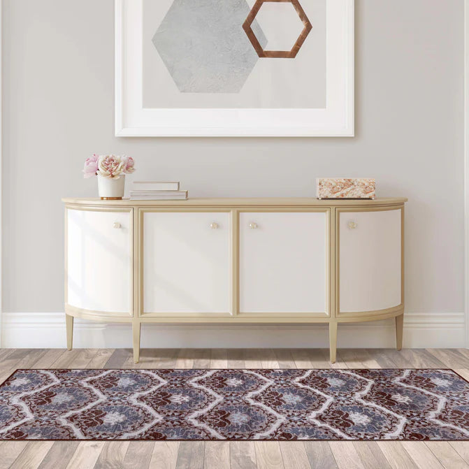 Chloe Floral Damask Non-Slip Washable Indoor Area Rug - Soft Living Room Carpet, Bedroom Runner for Home Decor