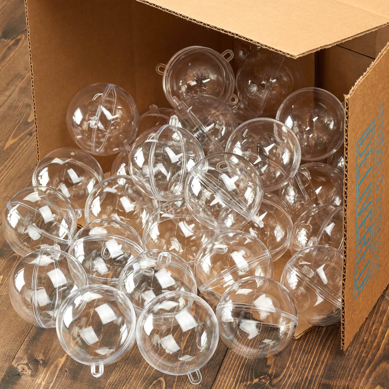 72 Pack Clear Acrylic Fillable 70mm Ball Ornaments - Transparent Plastic Christmas Decorations, Wedding Favors, DIY Crafts & Party Supplies for Holiday Decor, Gift Giving and Home Decoration