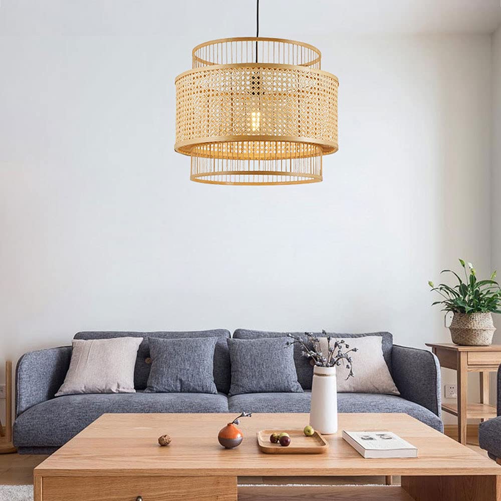 Japanese Handmade Bamboo LED Chandelier - Modern Farmhouse Ceiling Pendant Light for Dining Room, Kitchen, Restaurant & Living Room | Energy Efficient Indoor Lighting Fixture for Cozy Ambiance