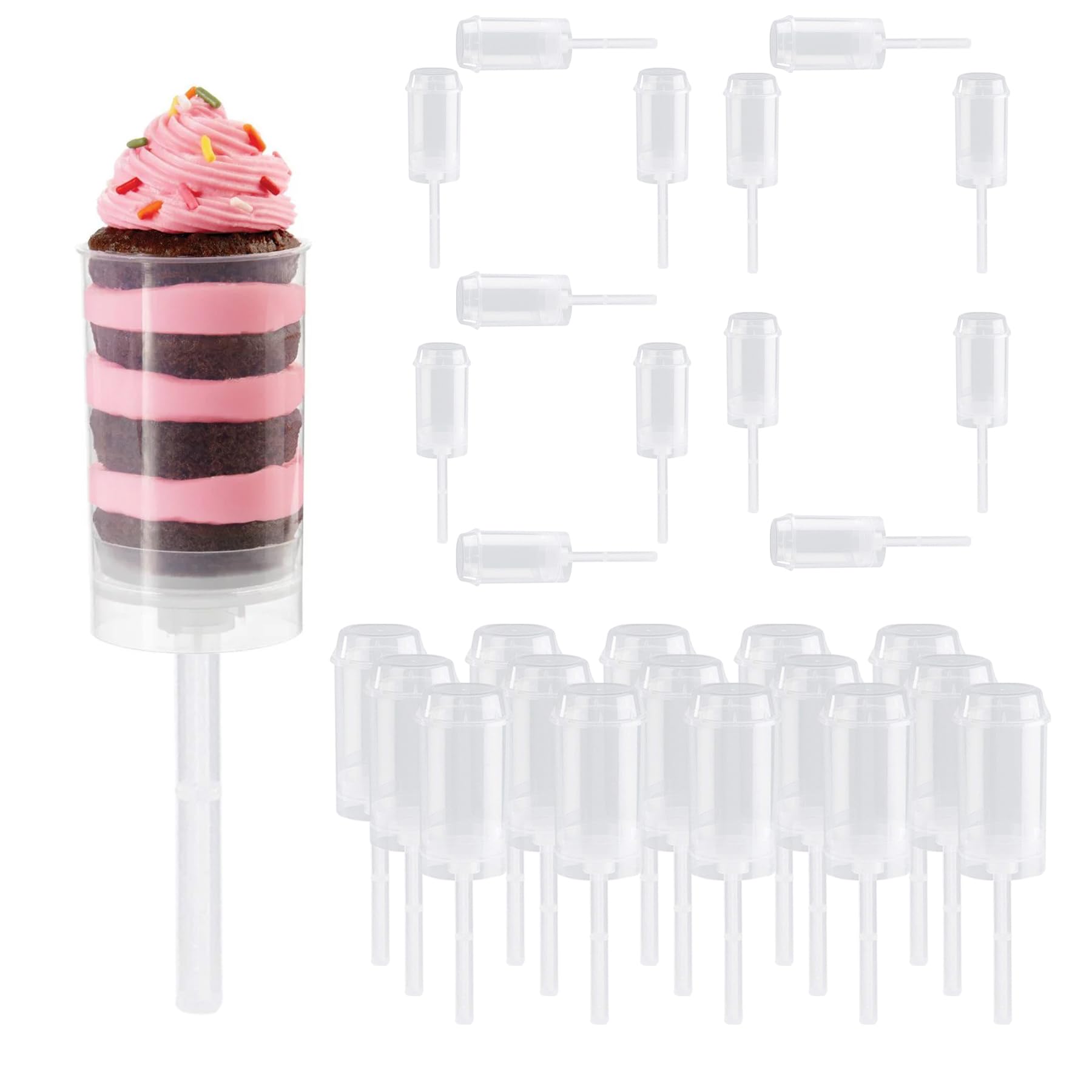 TORMEN 80 Pack Clear Round Push Up Cake Pop Containers with Lids, Base & Sticks - Perfect for Wedding Favors, Birthday Parties, Baby Showers & Dessert Displays