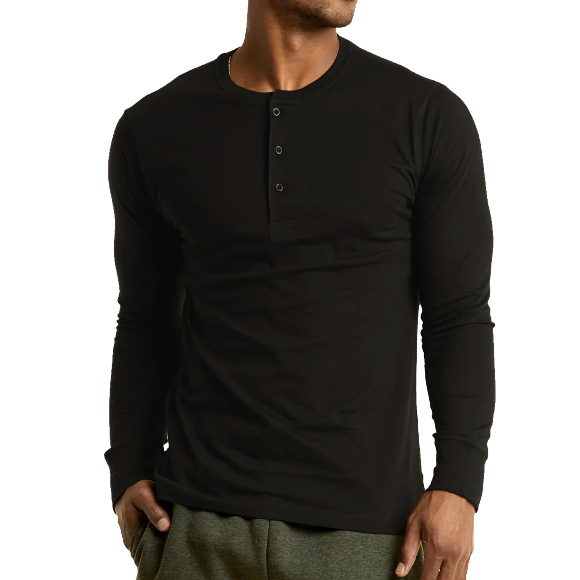 SLM Men's 100% Cotton Thermal Henley Shirt - Waffle Knit & Plain Undershirt for Winter Warmth, Layering & Outdoor Activities