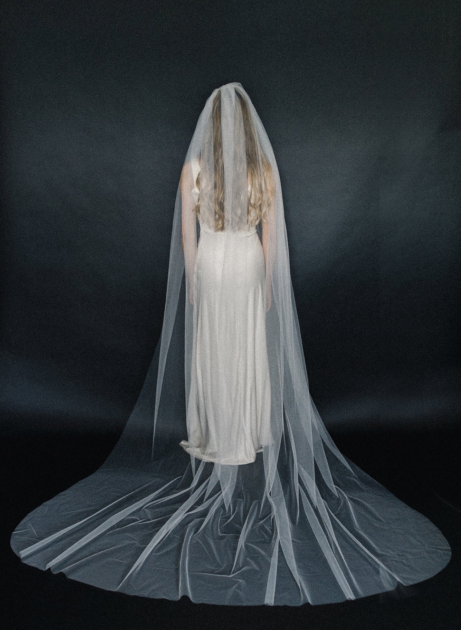 Whisper Tulle Fantasy Train Veil - Style #2009 | Elegant Wedding Veil for Brides, Cathedral Length with Delicate Lace Trim - Perfect for Romantic Weddings & Formal Ceremonies