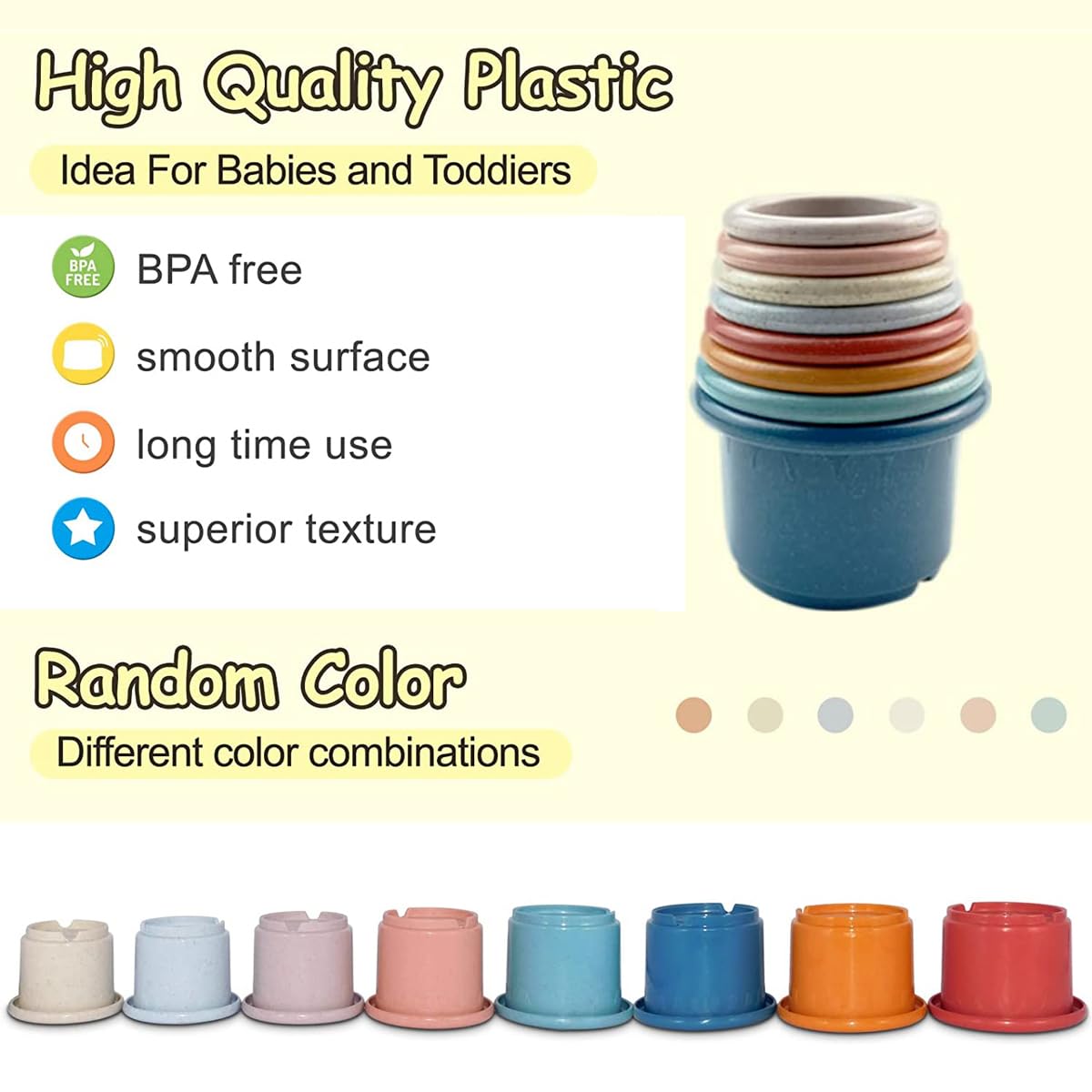 Montessori Baby Stacking Nesting Cups Toy - Educational Learning Toys for Toddlers 6+ Months - Perfect for Sensory Play, Fine Motor Skills & Early Childhood Development