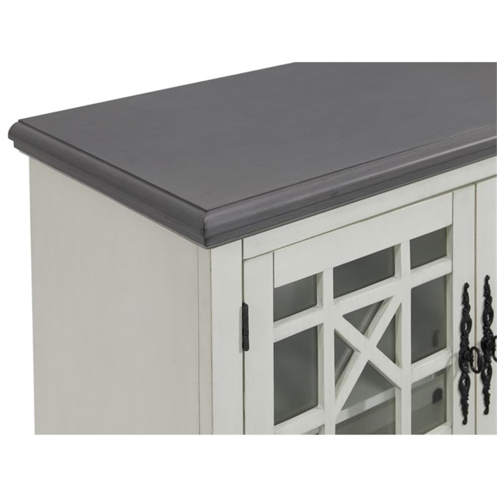 Martin Svensson Home Elegant Small Spaces TV Stand - White with Gray Top - Perfect for Apartments, Dorms & Compact Living Rooms