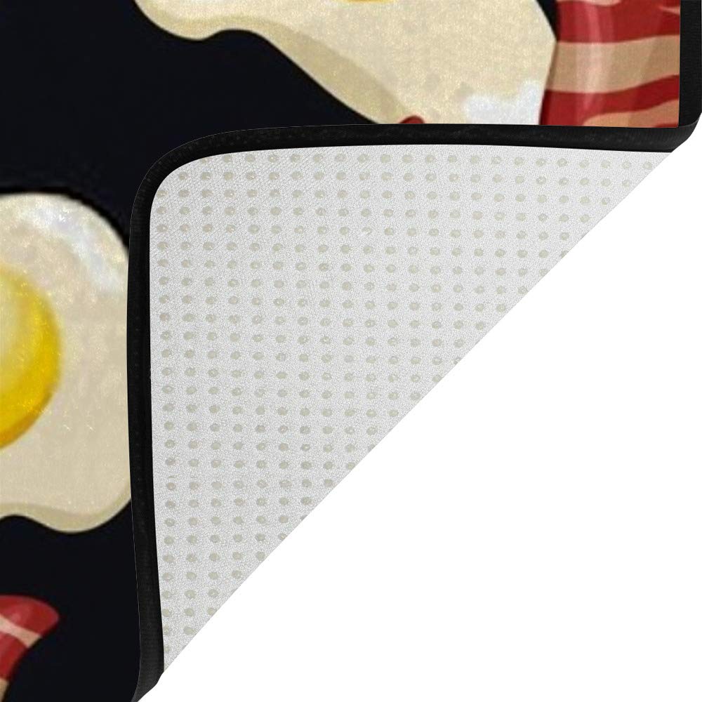 Non-Slip Soft Modern Area Rugs with Fried Egg & Bacon Pattern - Washable Floor Carpet & Yoga Mat for Bedroom, Living Room & Home Decor - Perfect for Cozy Spaces, Meditation & Kids Play Areas