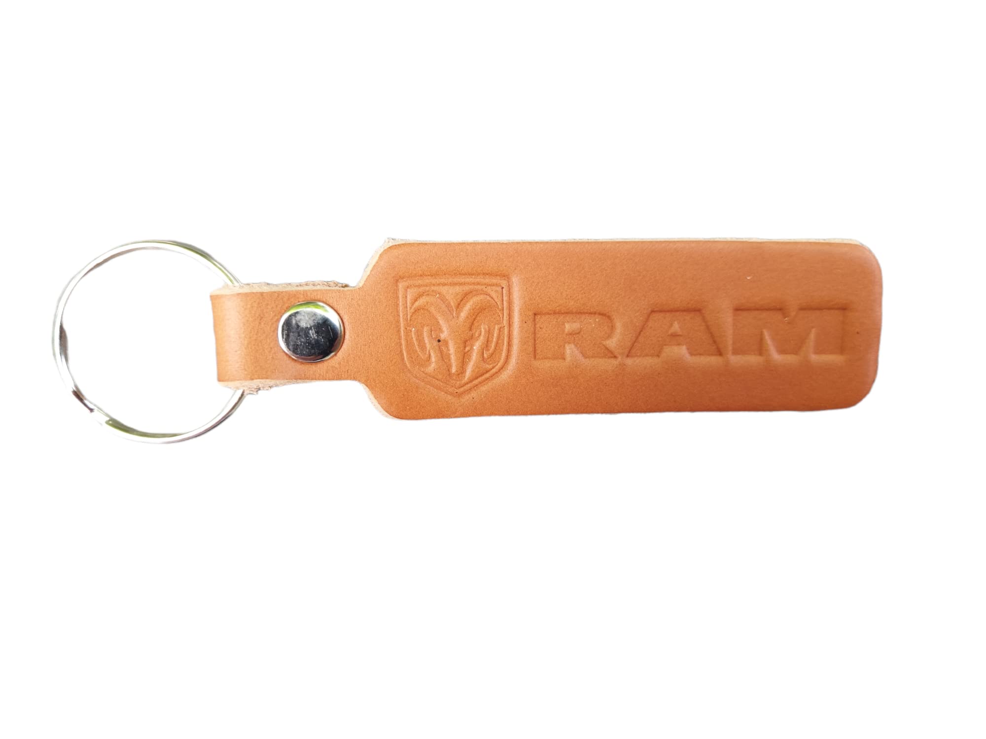 RAM Trucks Sepia Leather Keychain - Handcrafted in Detroit - Perfect for Truck Enthusiasts & Everyday Carry