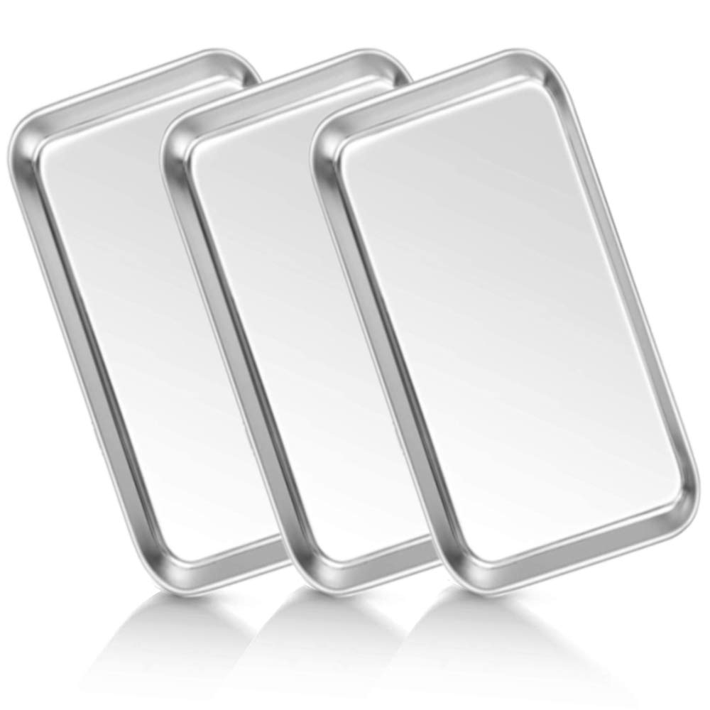 3-Pack Stainless Steel Medical Trays - Durable Dental & Surgical Instrument Organizer for Clinics, Hospitals, and Bathroom Storage