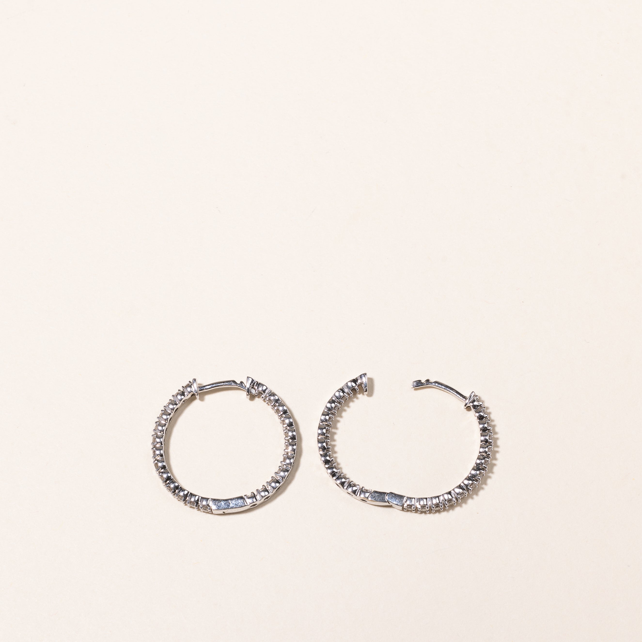 10K White Gold Diamond Hoop Earrings for Women - 1.04ctw Round Cut Studs - 22mm Dangle Hoops | Perfect for Weddings, Parties & Everyday Elegance