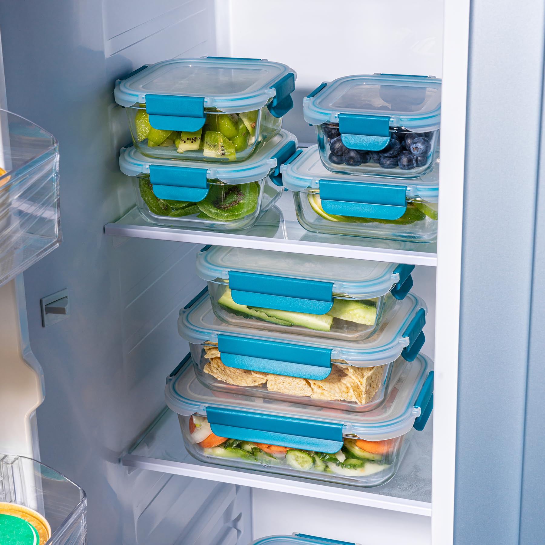 BPA Free Glass Food Storage Containers with Airtight Lids - Microwave, Freezer & Dishwasher Safe Meal Prep Containers - Stackable Large Capacity Glass Lunch Box for Kitchen, Office, Picnics & Meal Delivery