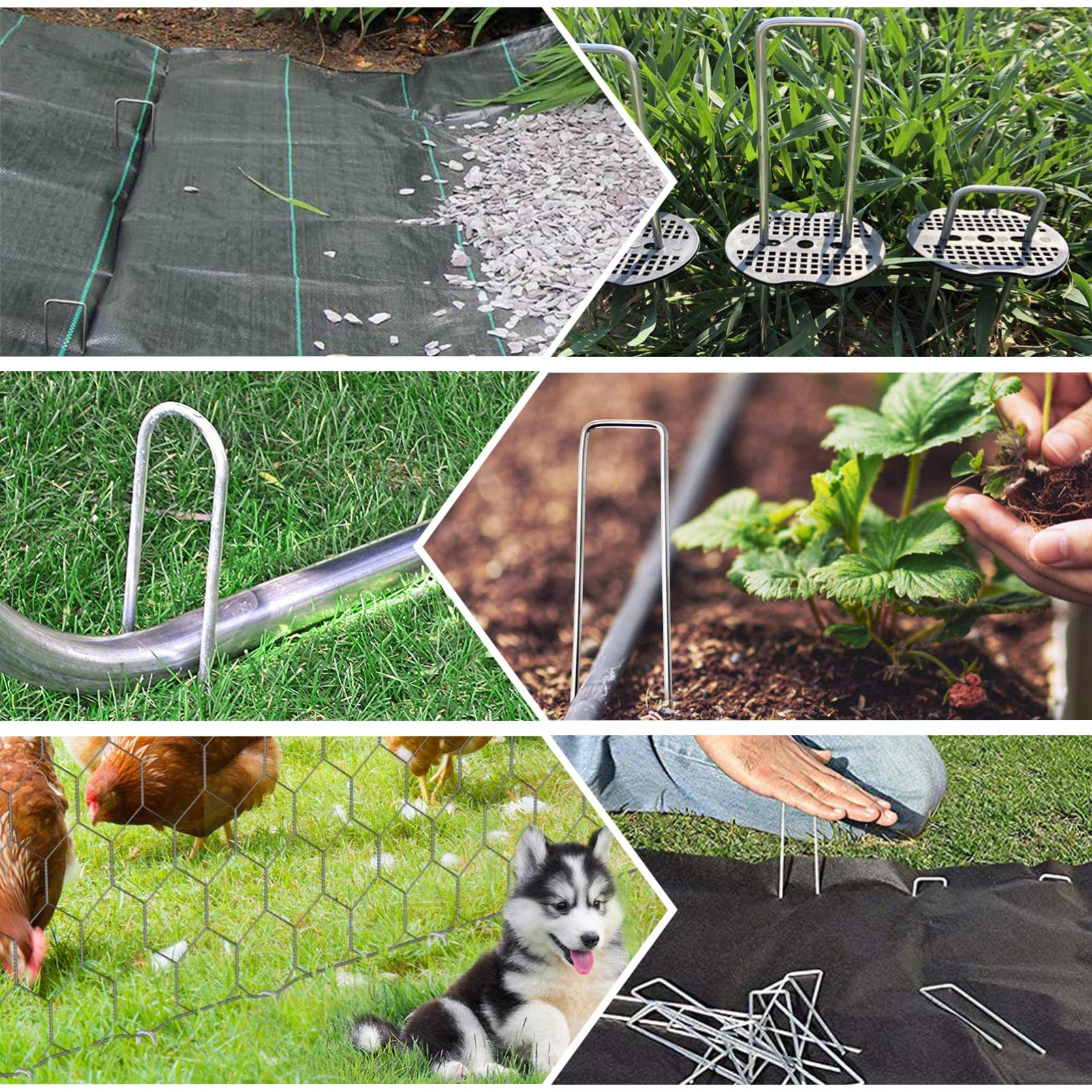 BESPORTBLE 100pcs U-Shaped Turf Stakes - Heavy Duty Garden Pegs for Lawn, Artificial Grass & Landscaping - Durable Ground Nails for Securing Turf, Netting & Outdoor Fabrics - Perfect for Gardening, Yard Work & DIY Projects