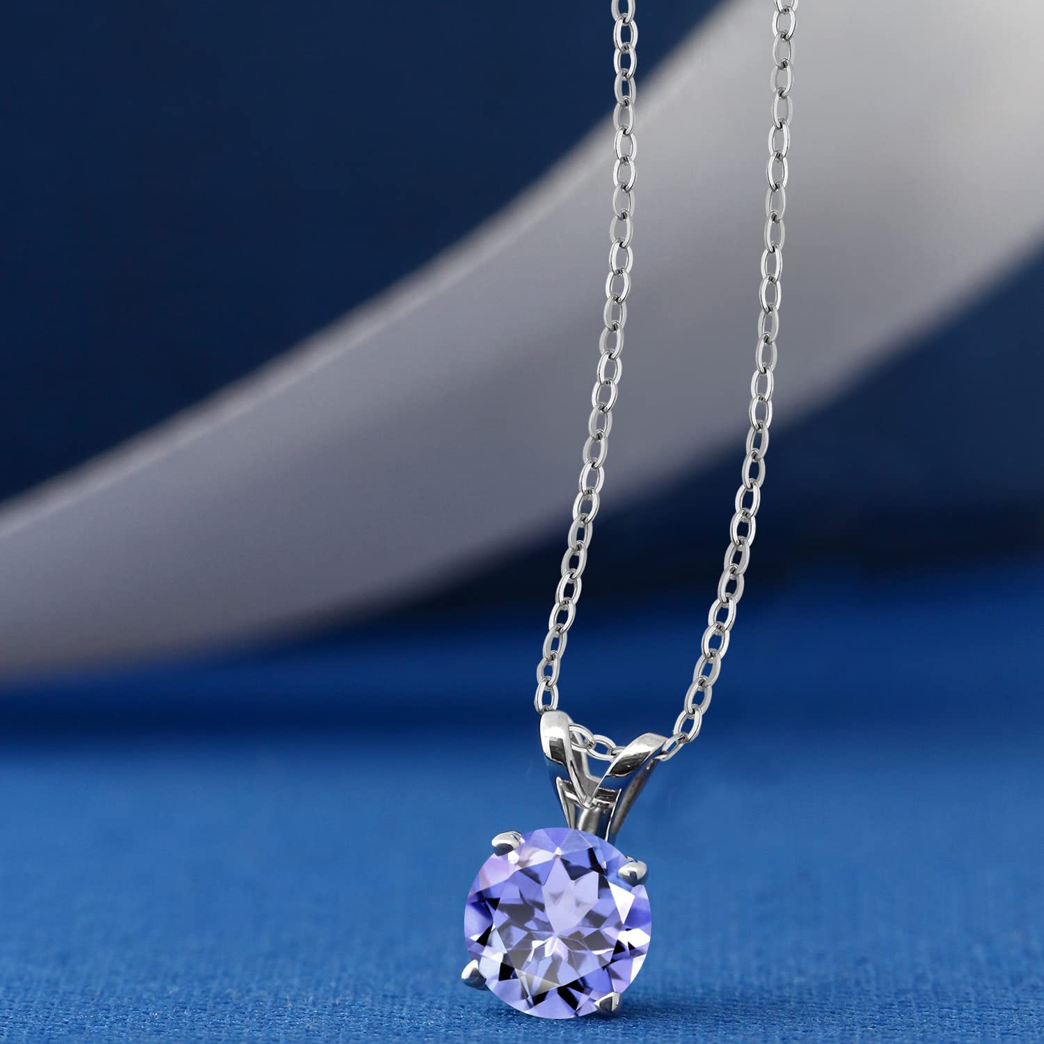 Gem Stone King 925 Sterling Silver 6MM Round Gemstone Birthstone Solitaire Pendant Necklace for Women | 4-Prong Setting with 18 Inch Silver Chain | Perfect Gift for Birthday, Anniversary & Mother's Day