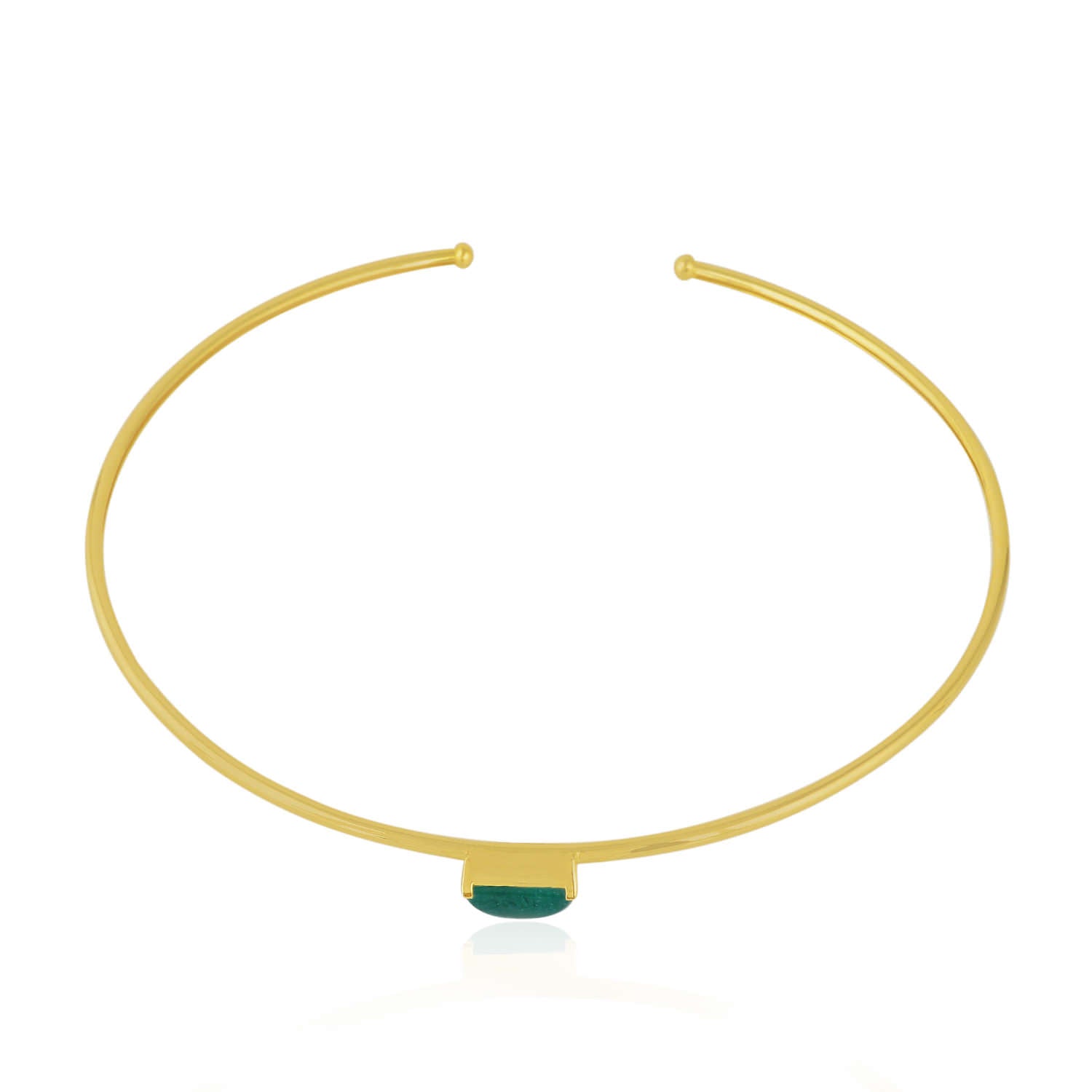 18K Yellow Gold Emerald May Birthstone Cuff Necklace for Women - Elegant Jewelry Gift for Birthday, Anniversary & Special Occasions