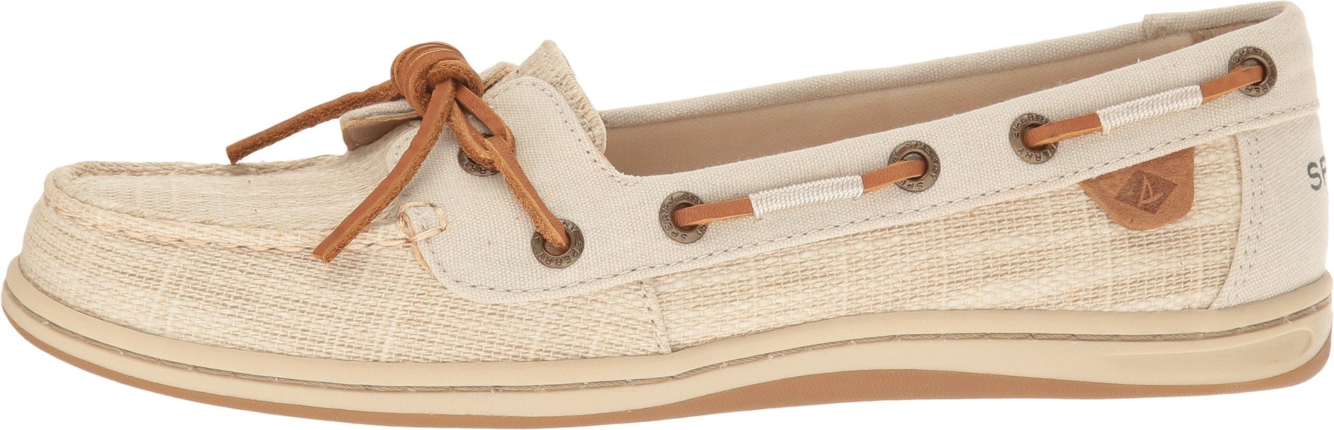 Sperry Women's Barrelfish Heavy Linen Ivory Oxford Shoes - Comfortable Boat Shoes for Women, Casual Slip-On Walking Shoes with Non-Slip Sole | Perfect for Sailing, Beach, and Everyday Wear