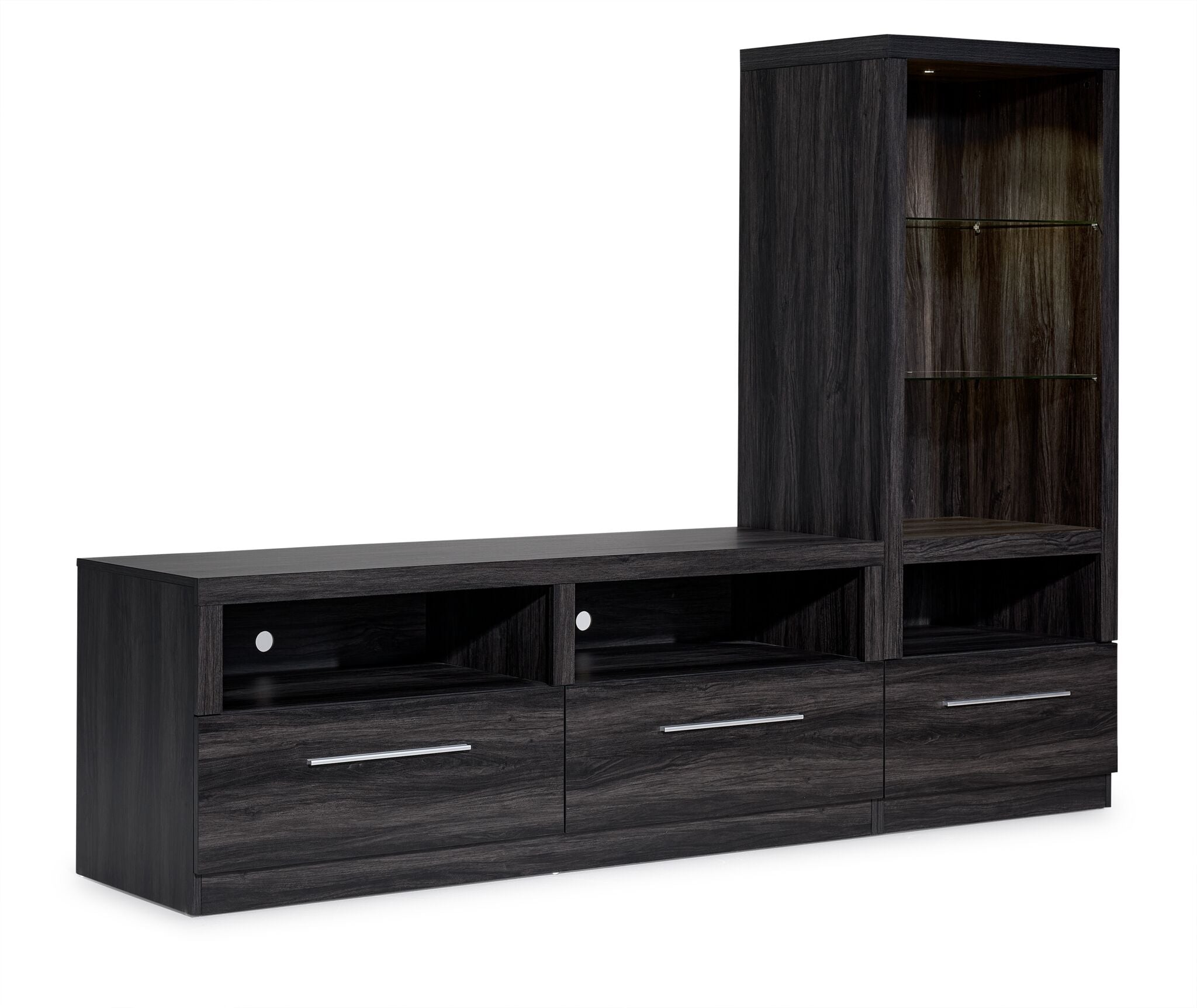 Bronte 58 Inch TV Stand with Pier Package - Charcoal Grey - Modern Entertainment Center for Living Room, Bedroom & Home Theater