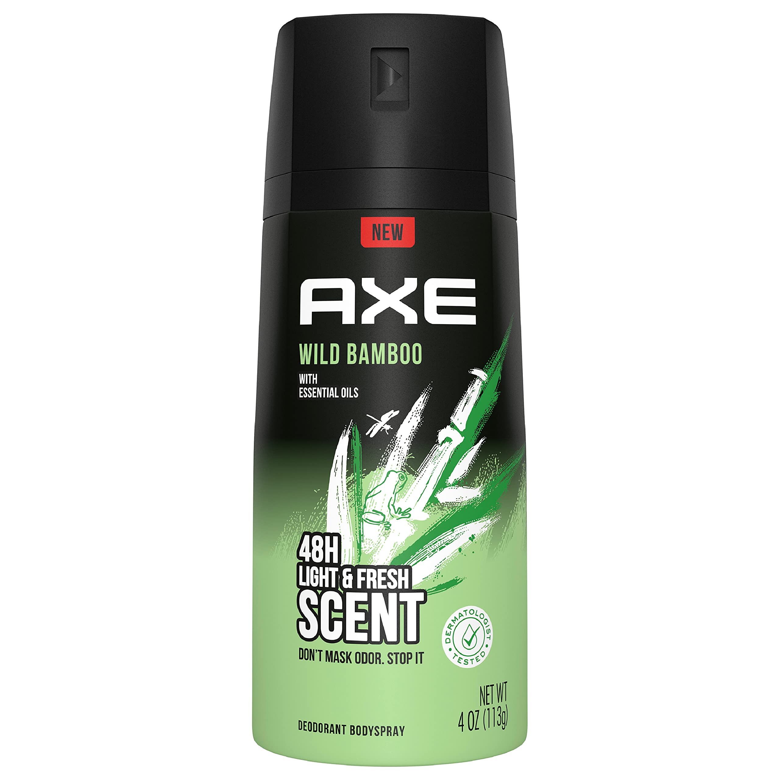 AXE Wild Bamboo Men's Body Spray Deodorant - 48 Hour Odor Protection, Aluminum Free with Essential Oils, 4.0 oz - Fresh Scent for Gym, Work & Daily Use