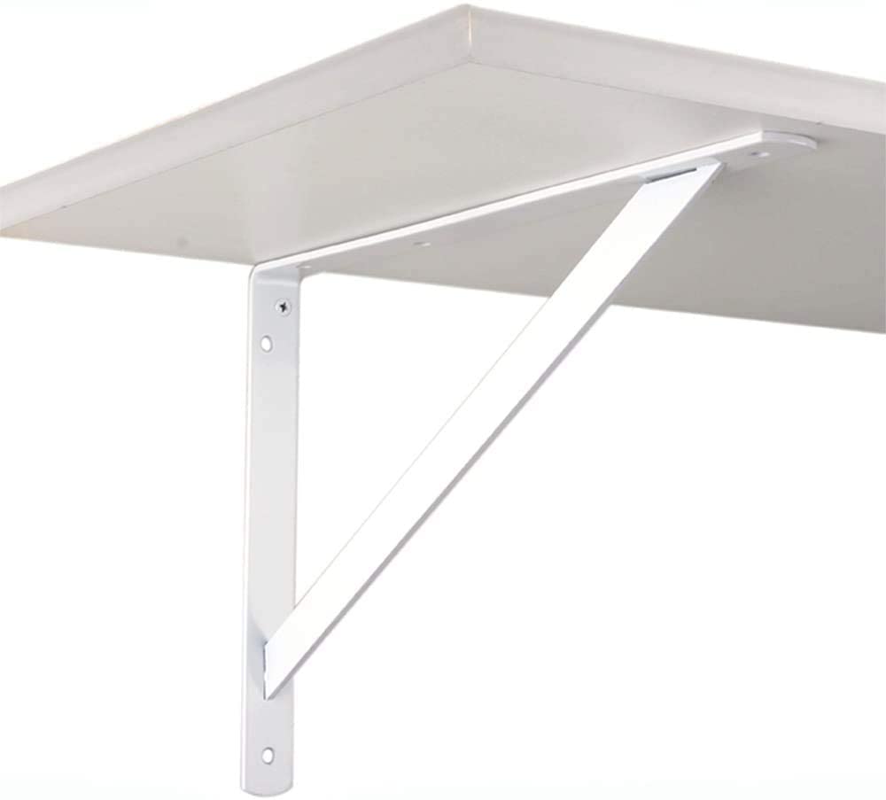 6 Inch Heavy Duty Shelf Brackets - 2 Pack White L Brackets for Floating Shelves, 90 Degree Metal Supports with Screws - Perfect for DIY Home Office, Kitchen & Bathroom Storage Solutions