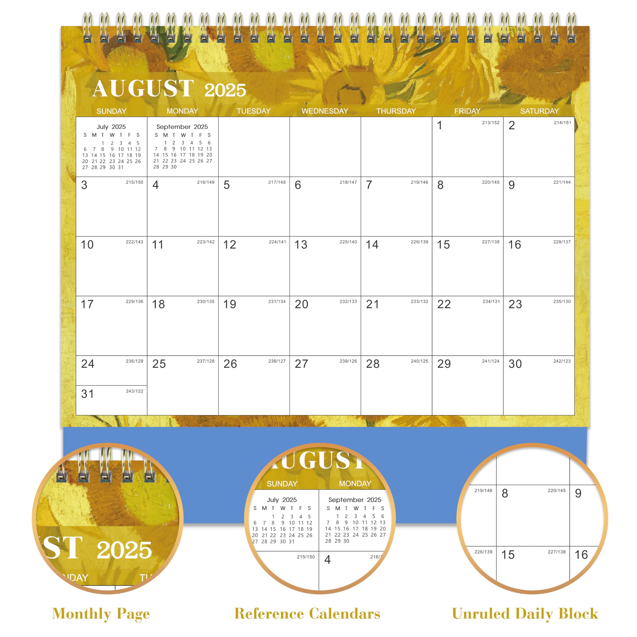 2025-2026 18-Month Desk Calendar | July 2025 - December 2026 | Standing Flip Desktop Planner | 9.8