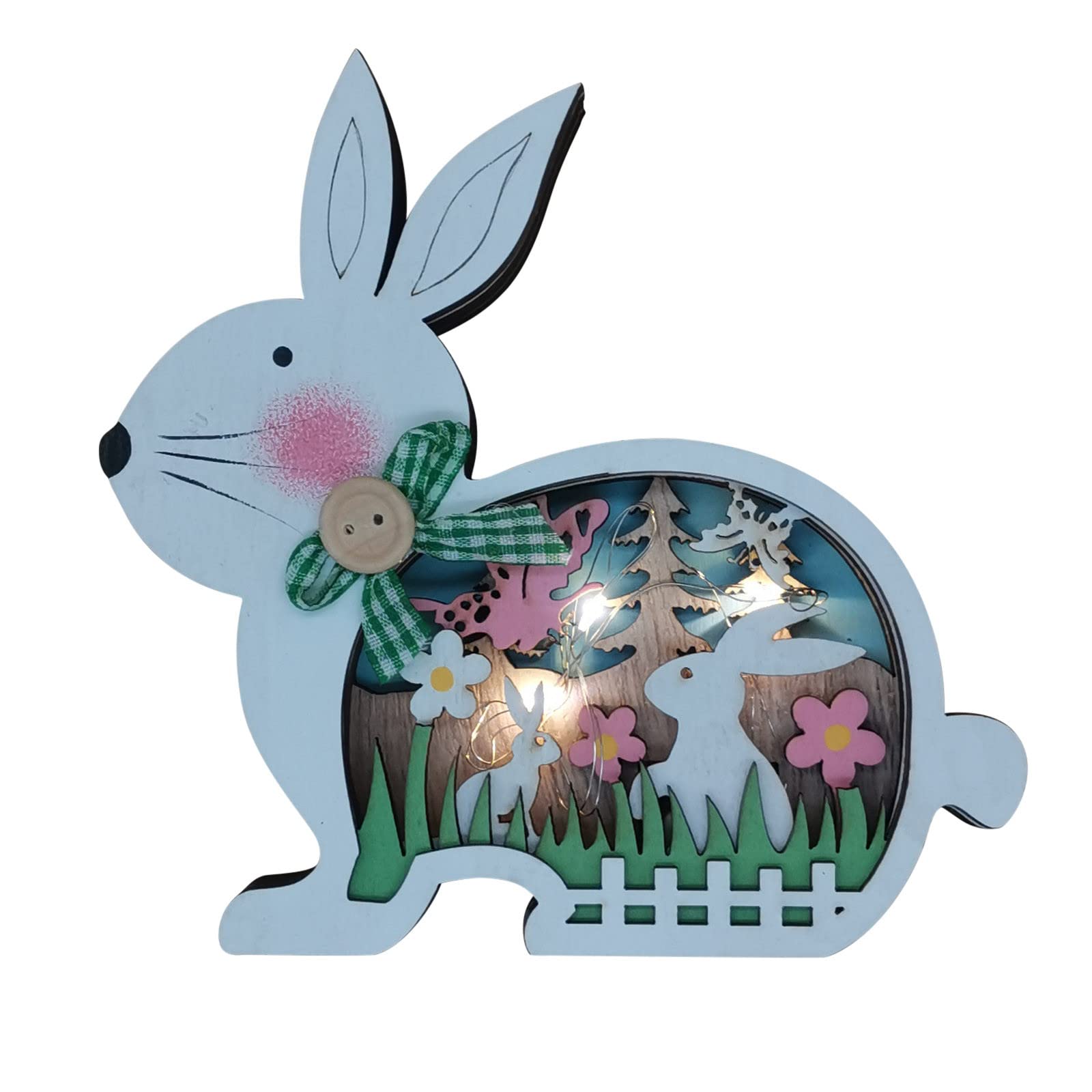 Utoimkio Easter Bunny Wooden Egg with Flowers - 5in Spring Holiday Decor for Home, Party & Desktop - Perfect for Easter Celebrations, Spring Home Decor & Gift Giving