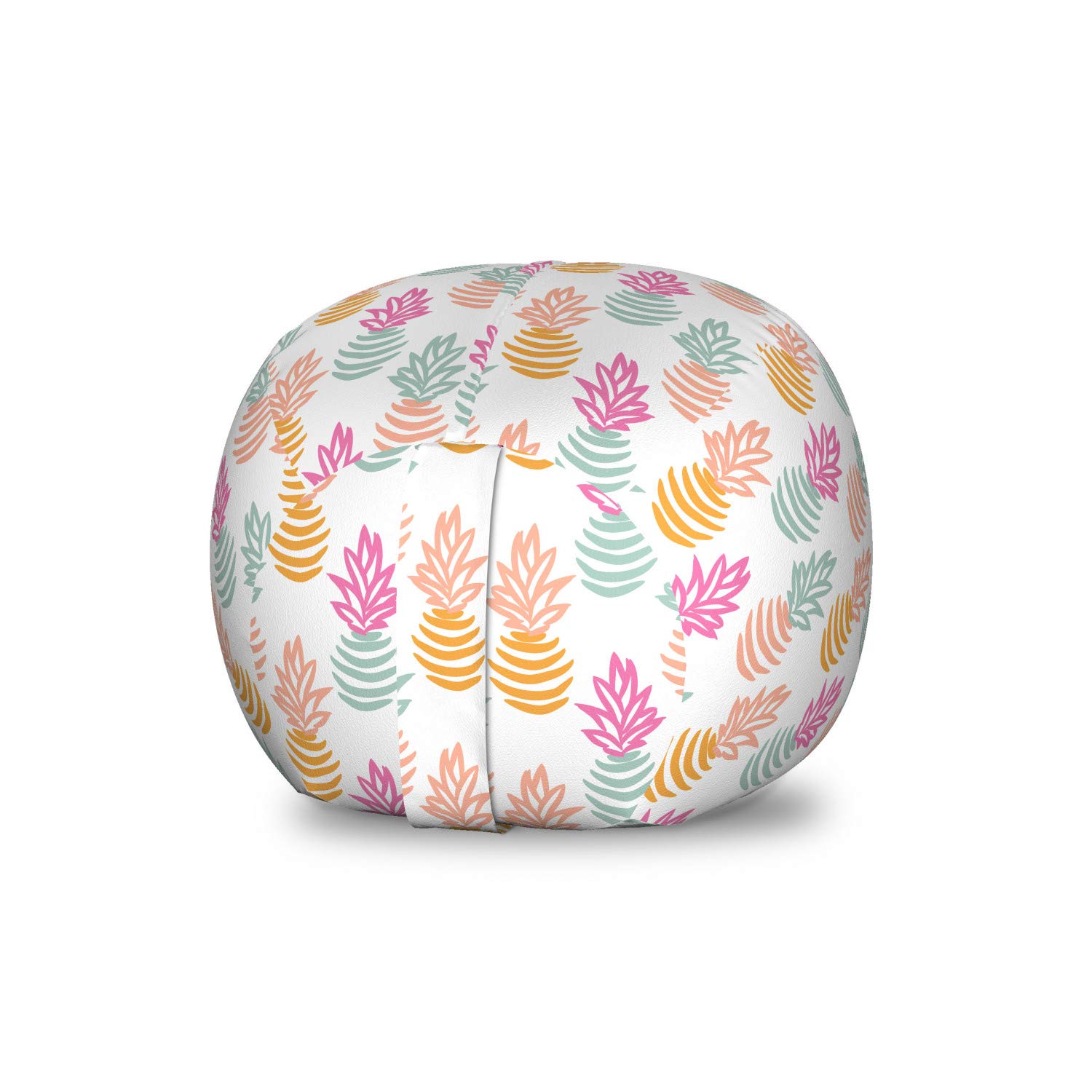 Ambesonne Cartoon Pineapple Toy Storage Bag Chair - Washable Stuffed Animal Organizer for Kids Room, Small Size Apricot Peach - Perfect for Playroom, Nursery & Bedroom Organization