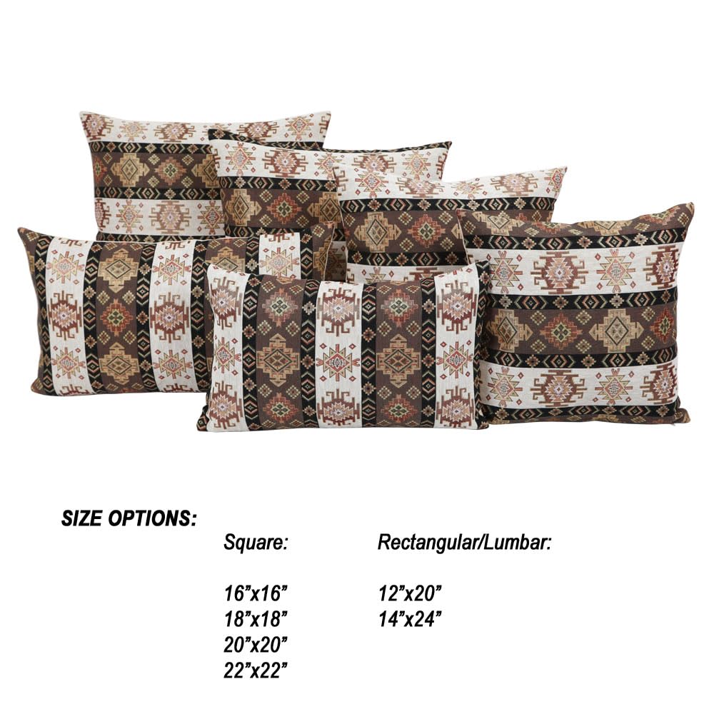 Decorative Kilim Throw Pillow Covers 20x20 Inches - Dark Green Khaki & Cream Boho Pillow Cases for Couch, Sofa, Bedroom - Farmhouse, Tribal, Aztec Style Home Decor - Perfect for Living Room, Patio & Outdoor Spaces