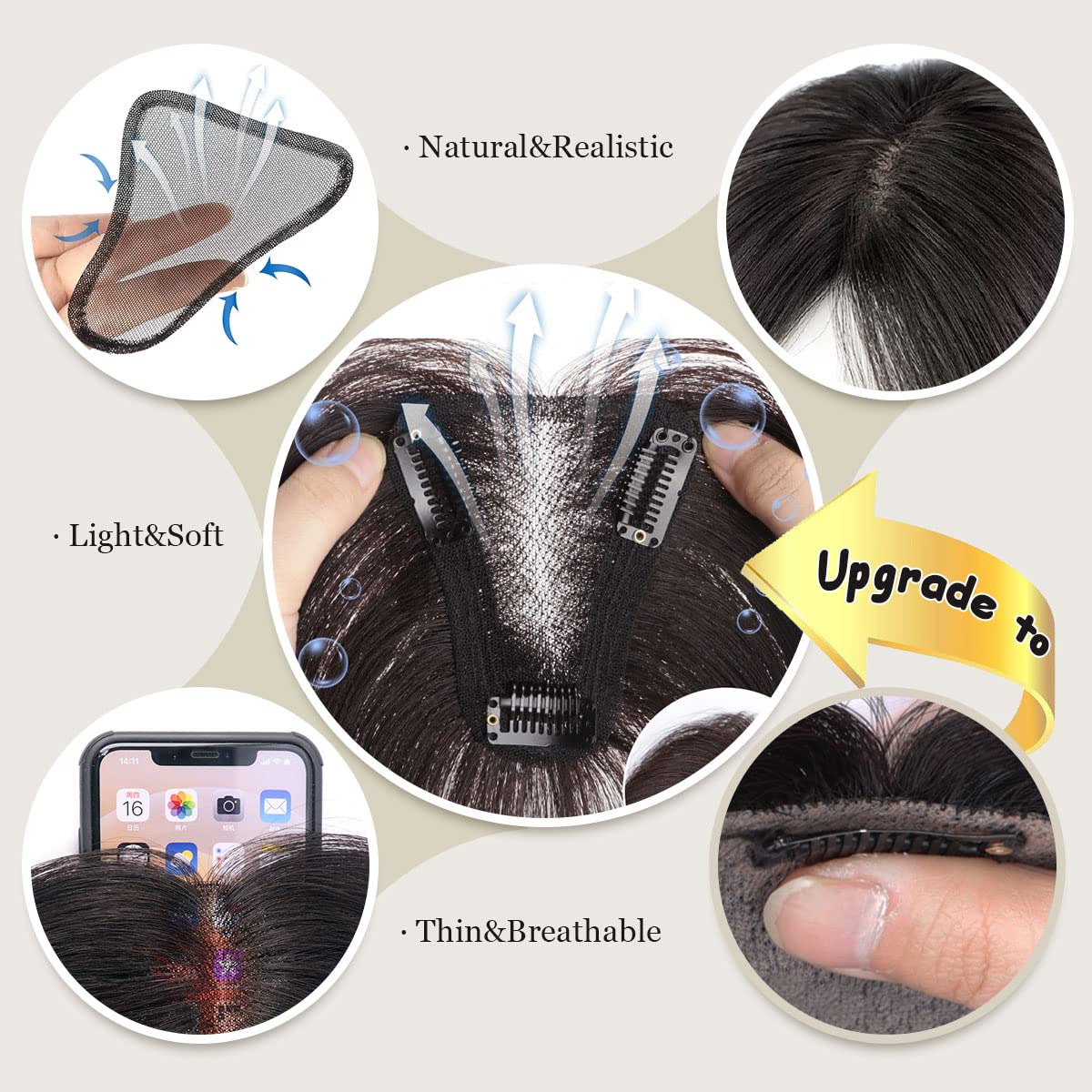 Premium 12 Inch Real Human Hair Toppers for Women - No Bangs, 100% Remy Hair with Lace Base | Natural-Looking Hair Thickening Solution for Thinning Hair, Daily Wear & Special Occasions