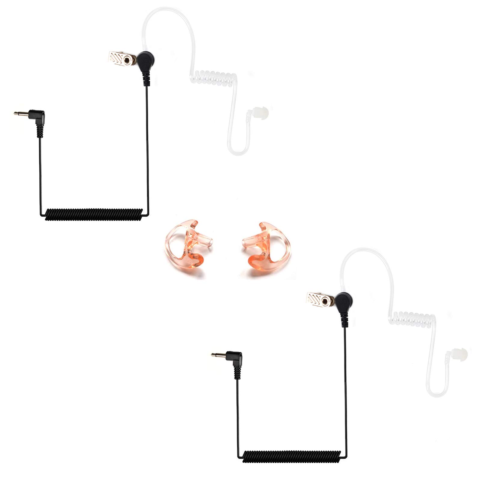UAYESOK 3.5mm Police Surveillance Earpiece - 2 Pack Covert Listening Device with Acoustic Tube for Radio Speaker Mic | Ideal for Security, Law Enforcement & Undercover Operations