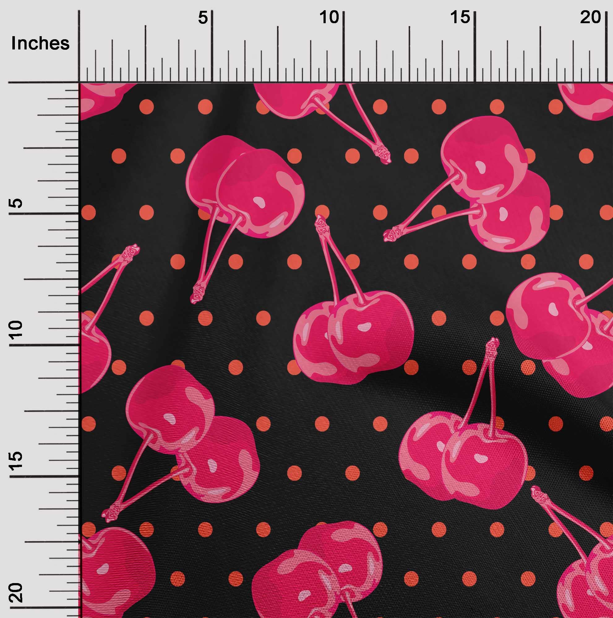 Velvet Magenta Cherry Print Fabric by The Yard - 58