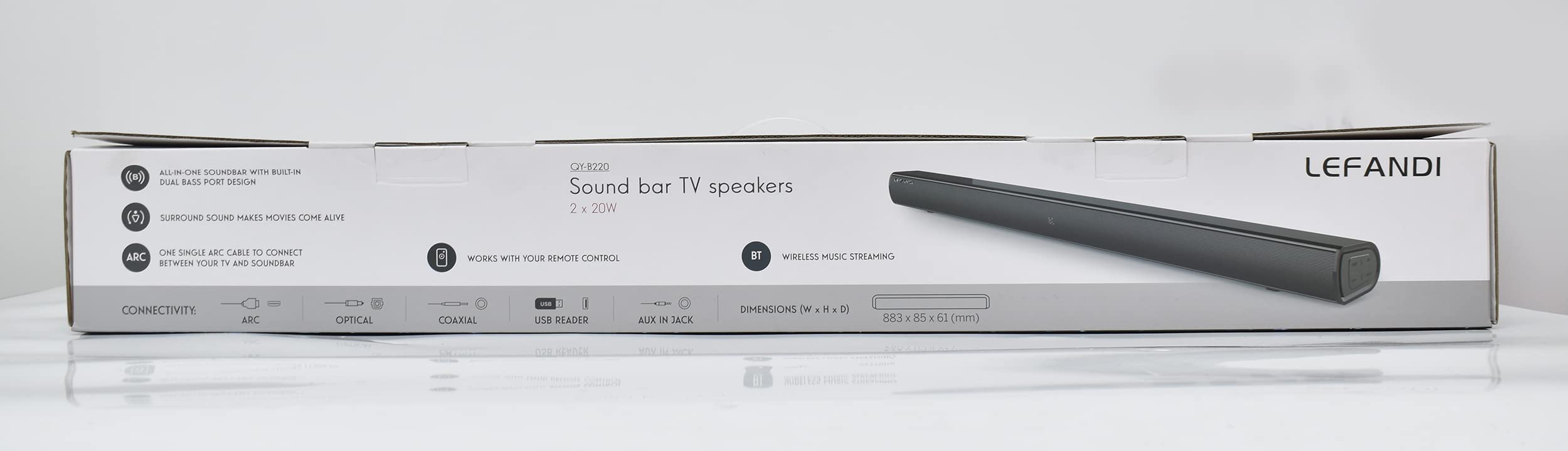 EFANDI 2.1 Channel TV Soundbar with Wireless Bluetooth 5.0 - Surround Sound System with Remote Control, HDMI ARC, AUX, USB, Optical & Coaxial Inputs for Smart TV, PC, Laptop, Smartphone - Perfect for Home Theater, Gaming & Music Streaming (Black)