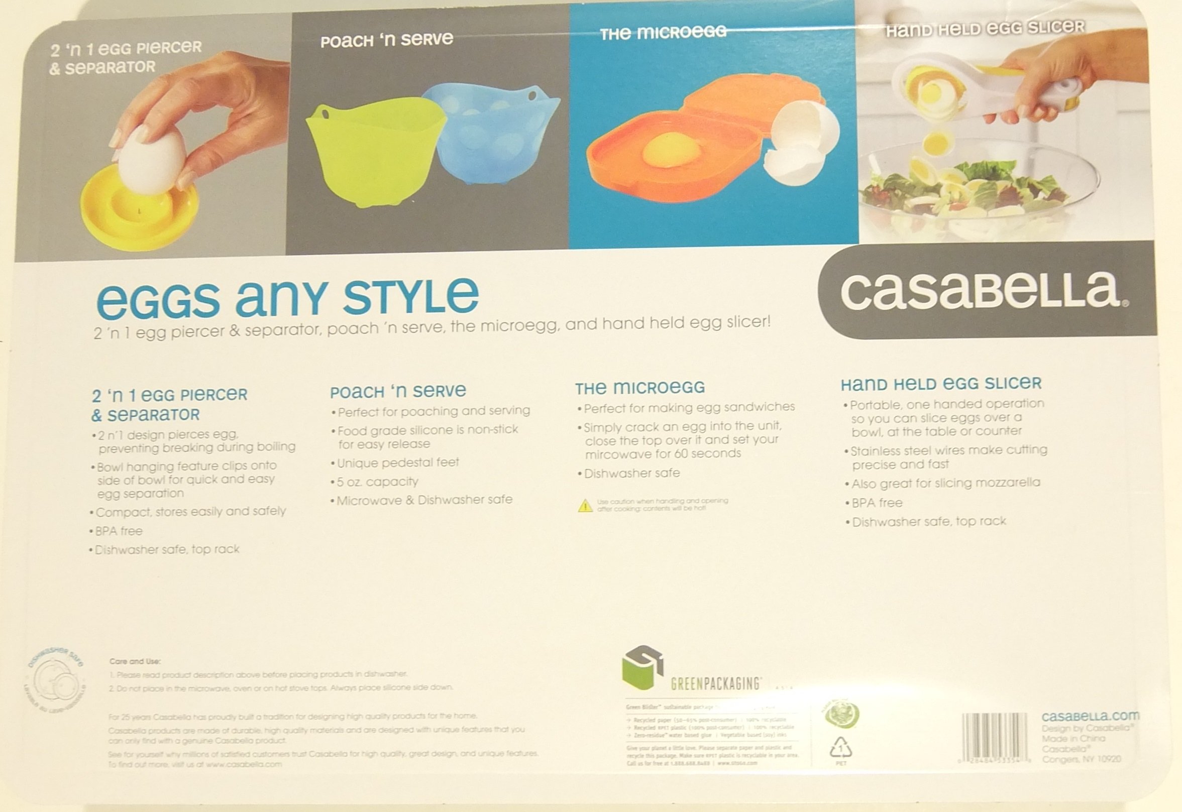 Casabella 4-Piece Egg Preparation Set - Perfect for Scrambled, Fried, Poached & Boiled Eggs - Ideal for Breakfast, Brunch & Cooking at Home