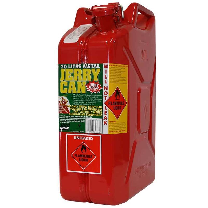 20L Red Metal Fuel Jerry Can - Heavy Duty Gasoline & Diesel Container for Camping, Emergency, and Outdoor Use - Model 43M1097