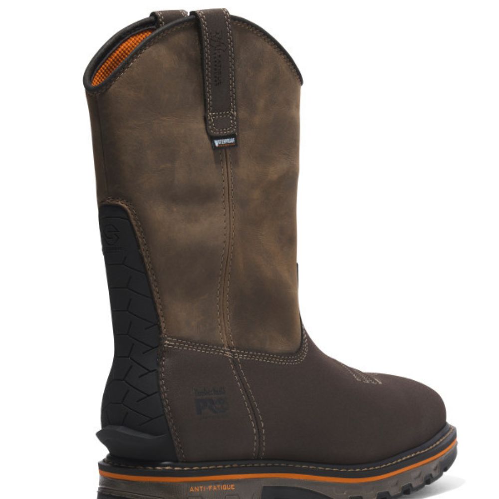 Timberland PRO® True Grit Men's Waterproof Composite Toe Pull-On Work Boots - Slip Resistant Safety Shoes for Construction & Outdoor Work (Brown, Model TB0A5U6Y214)