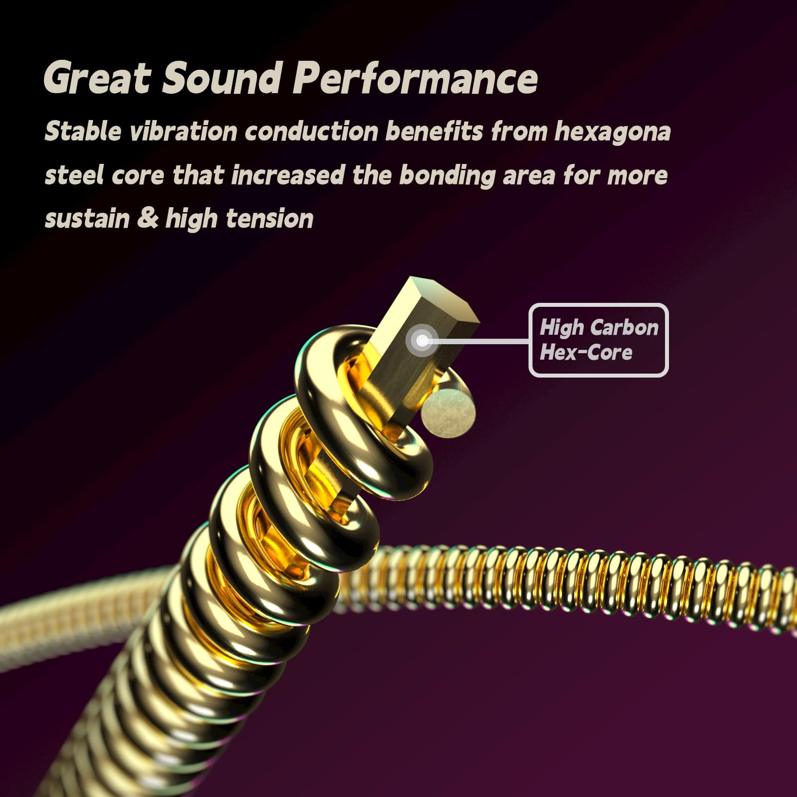 Alice Coated Electric Guitar Strings - Alloy Steel Winding with Gold Polish for Smooth Feel & Warm Bright Tone - Super Light 09-42 Gauge - Ball End with String Label - Easy to Install - Perfect for Rock, Blues & Jazz Performances