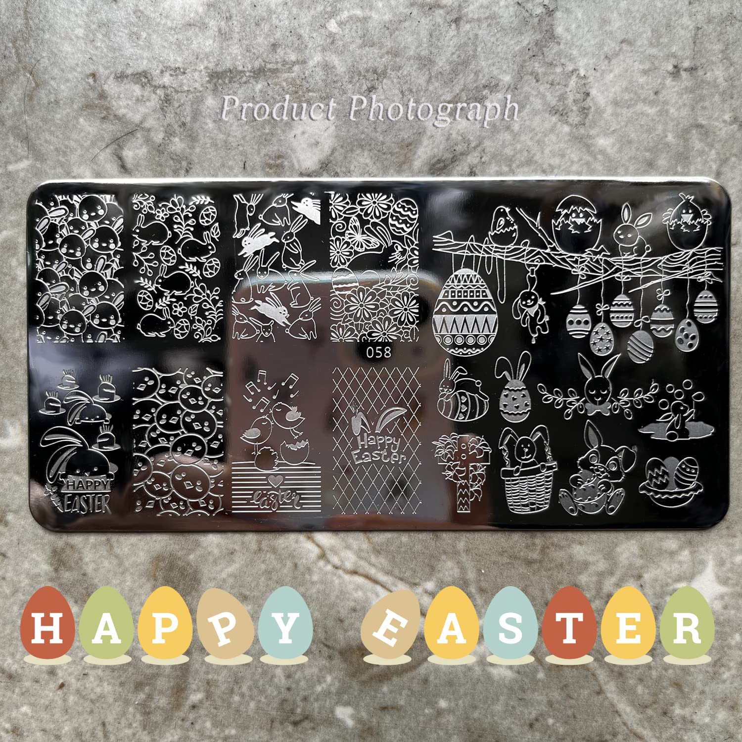 Easter Nail Stamping Plate Set - Bunny & Chick Designs for Nail Art - DIY Easter Egg Manicure Decorations - Perfect for Spring Nail Art and Holiday Party Looks (1PC)