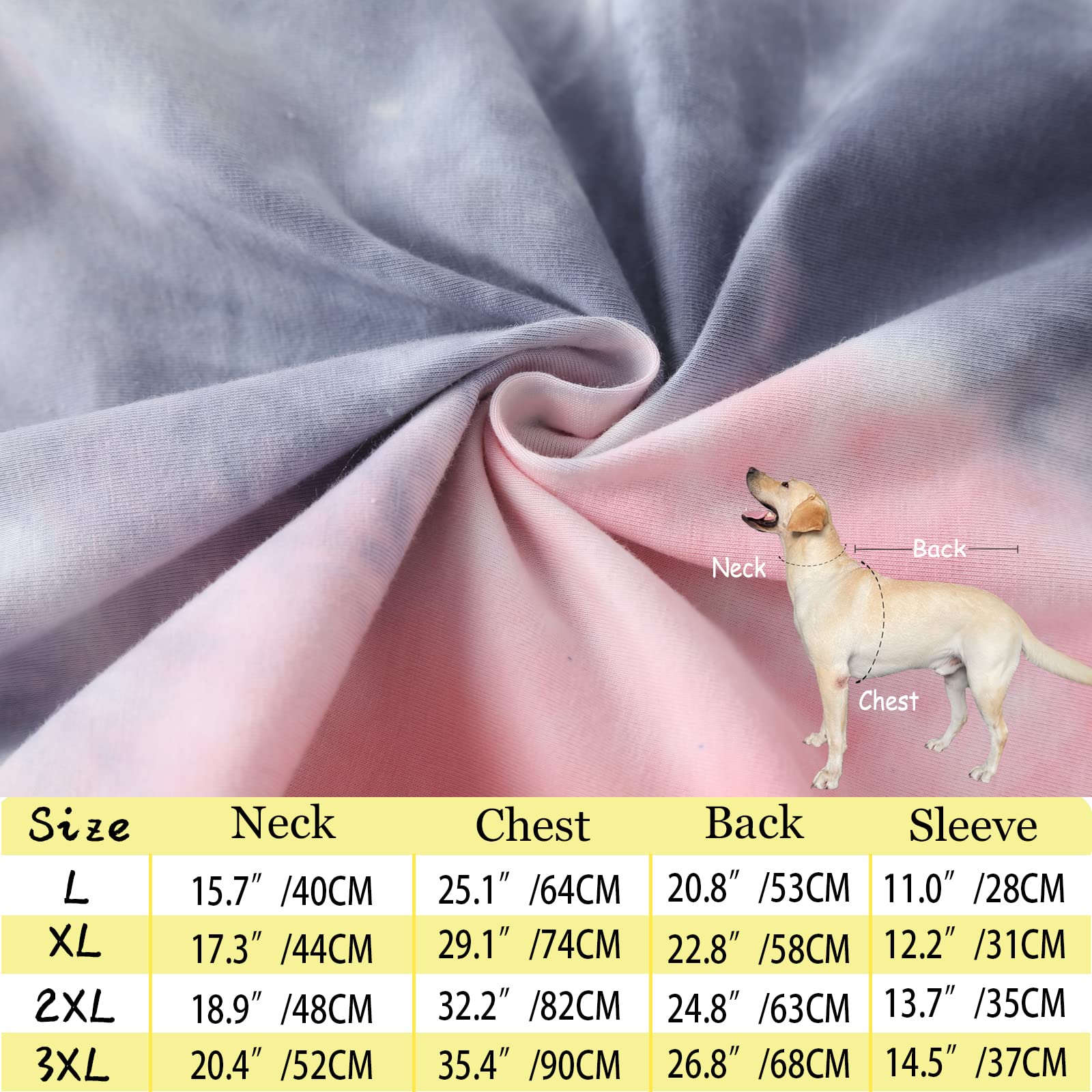 Large Dog Pajamas - Cotton Tie Dye Dog Onesie Jumpsuit | XXL Pink Pet Sleeper Shirts for Full Coverage | Perfect for Indoor Lounging & Cold Weather Comfort